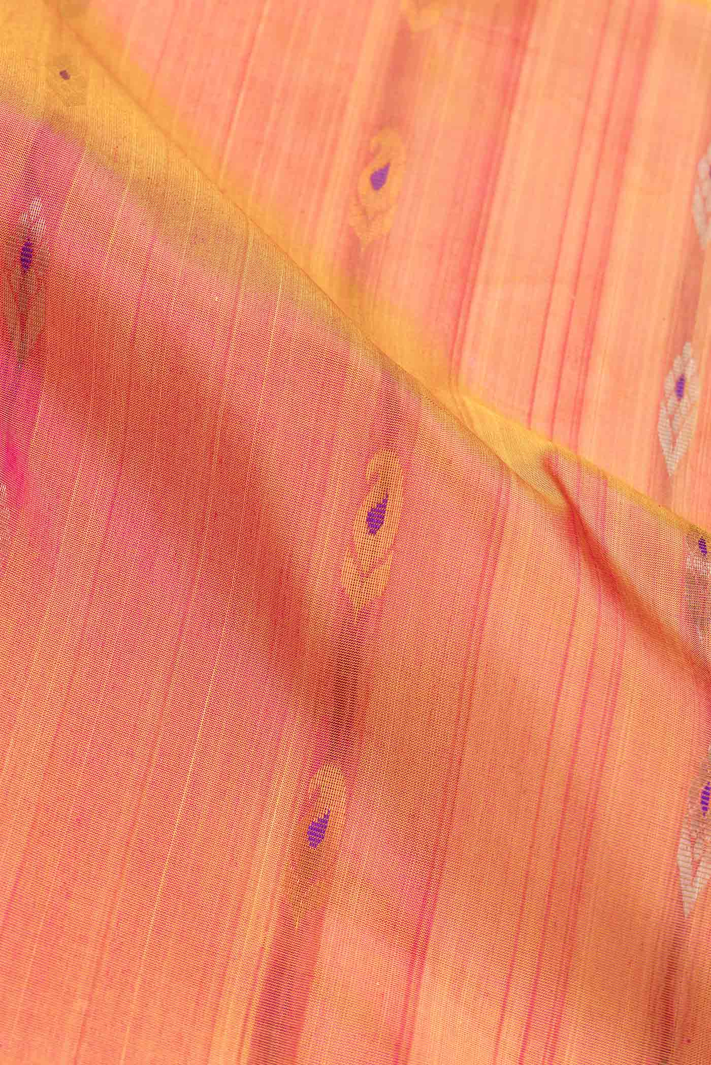 Pinkish Yellow Dual Tone Uppada Silk Saree - Image 2