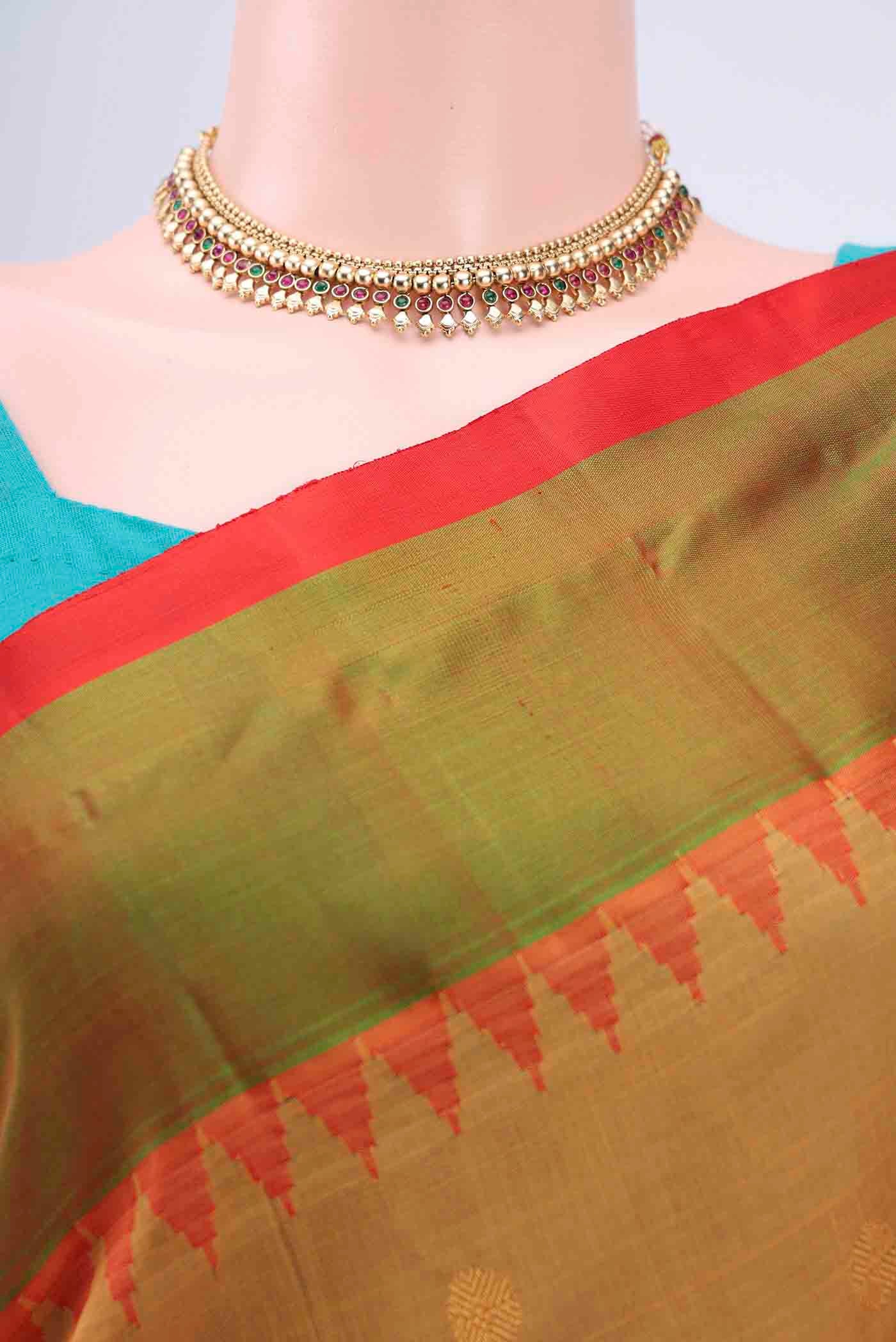 Mustard Gadwal Silk Saree - Image 2