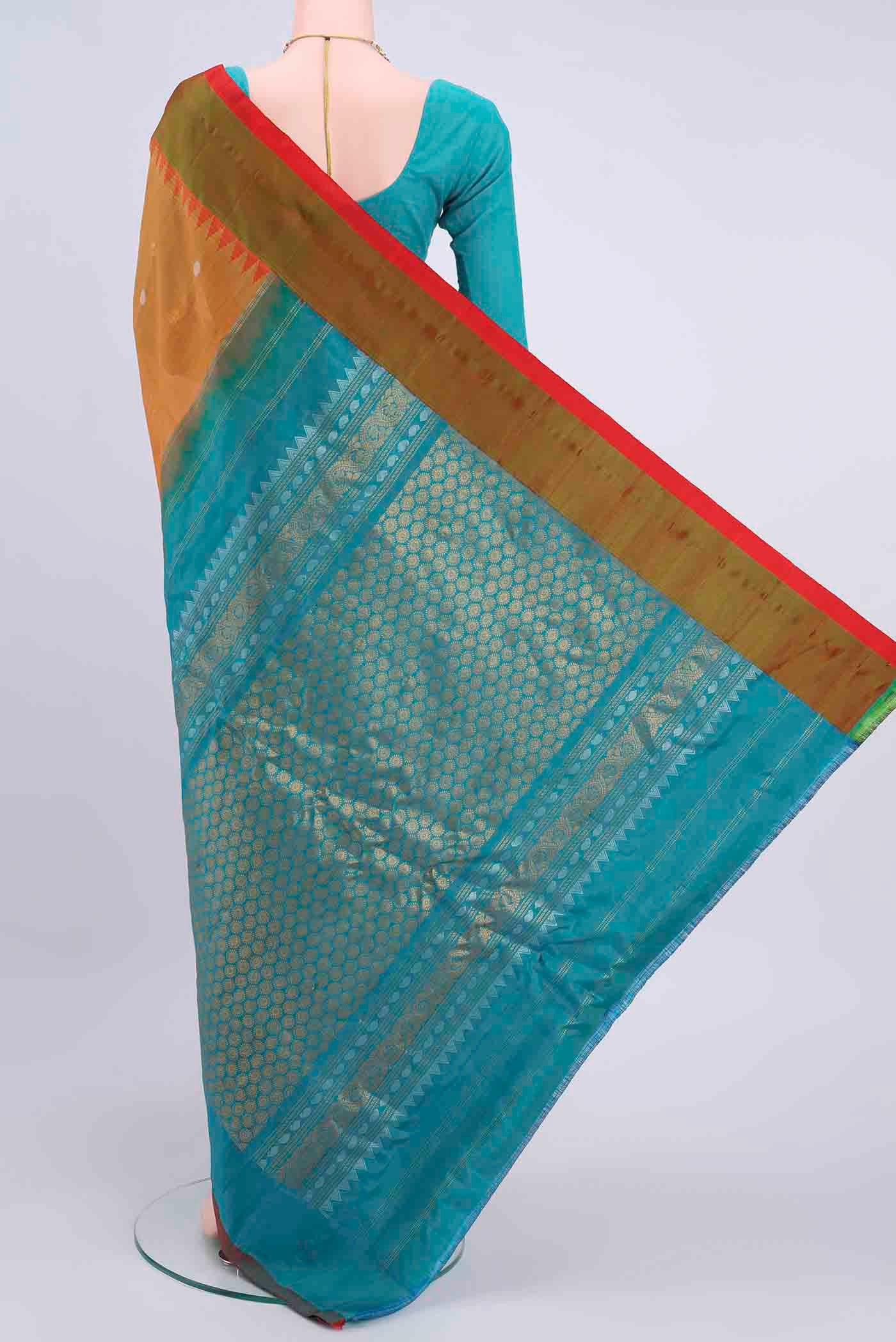Mustard Gadwal Silk Saree - Image 3