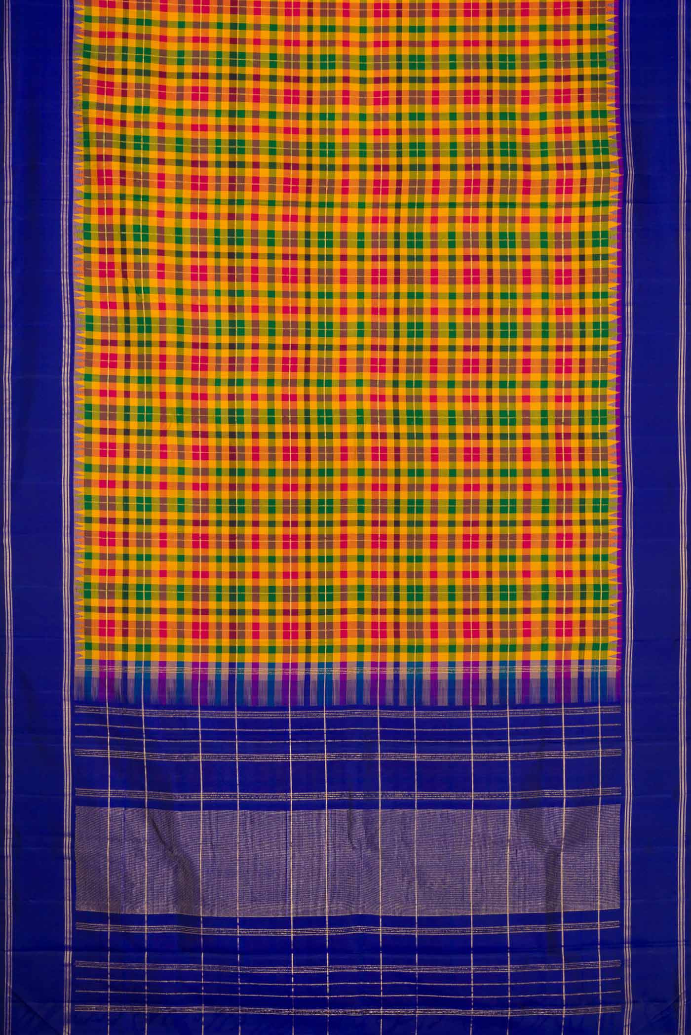 Mustard, Green and Maroon Color Kanjivaram Silk Saree - Image 6