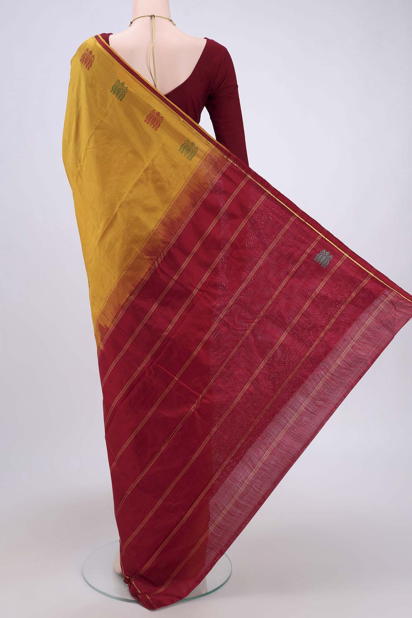 Mustard Kanchipuram Silk Saree - Image 3