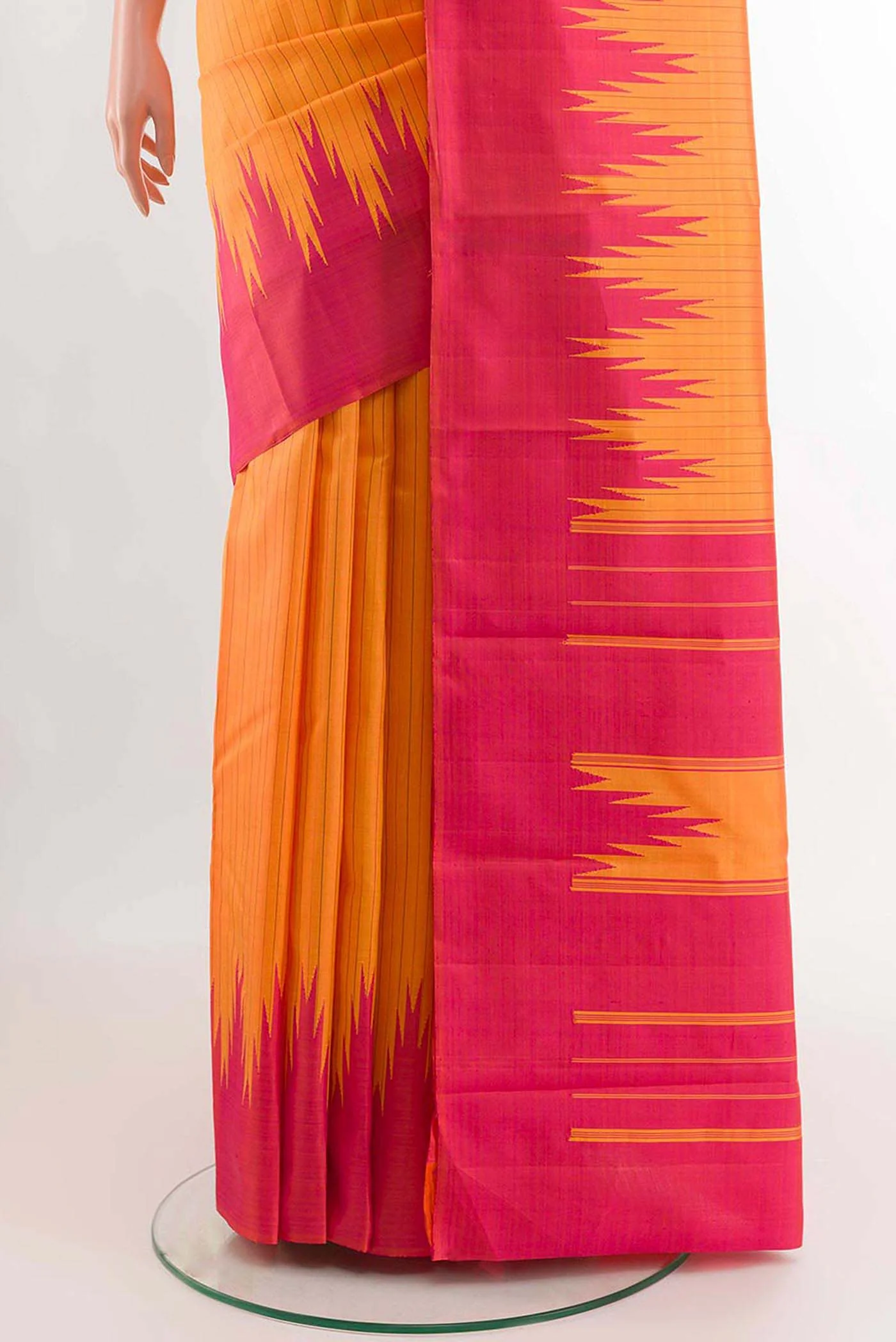 Mustard Kanchipuram Silk Saree - Image 3