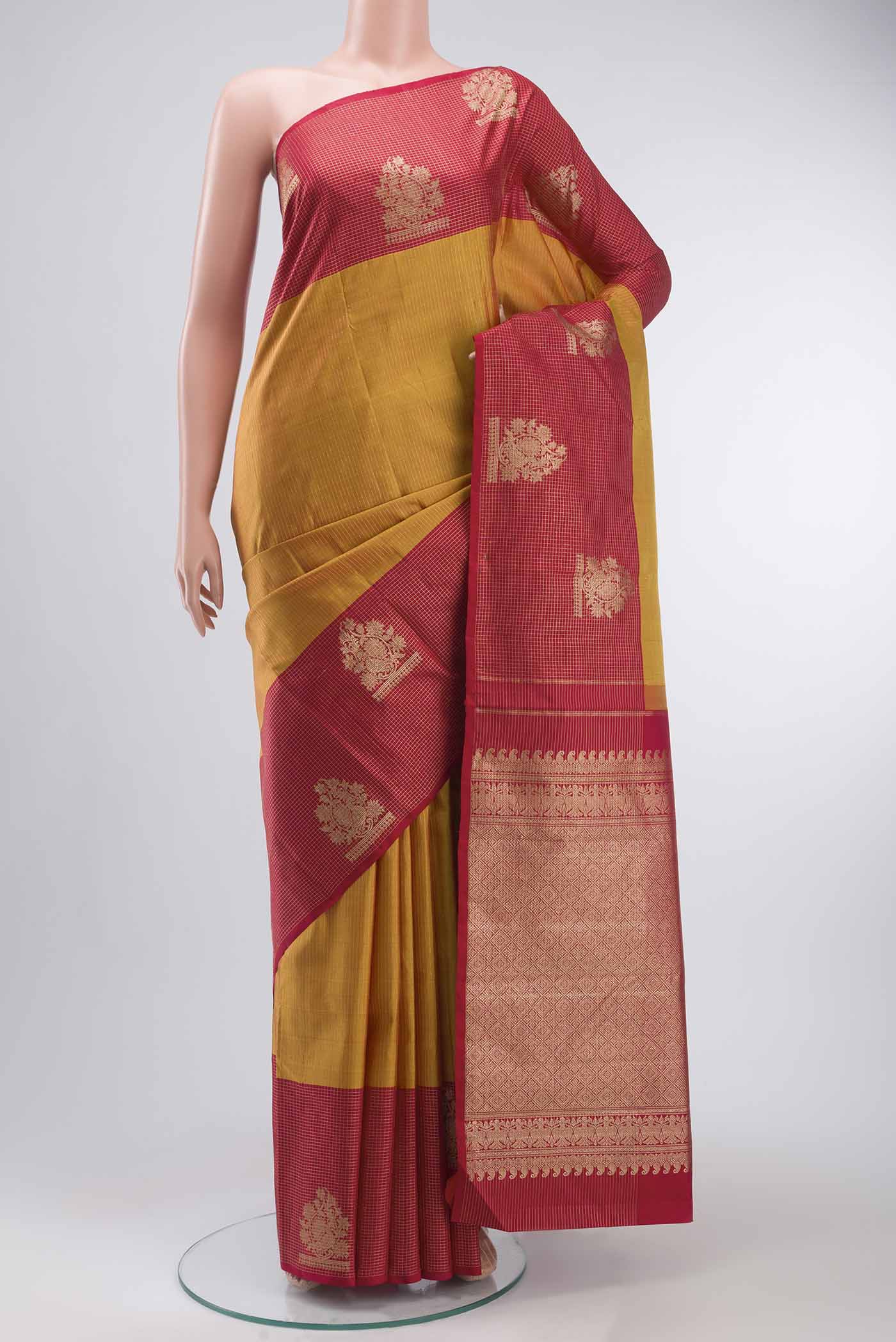 Mustard Kanjivaram Silk Saree