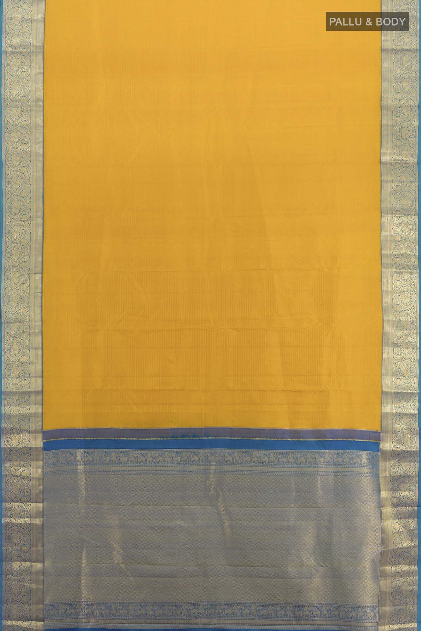 Mustard Kanchipuram Silk Saree - Image 5