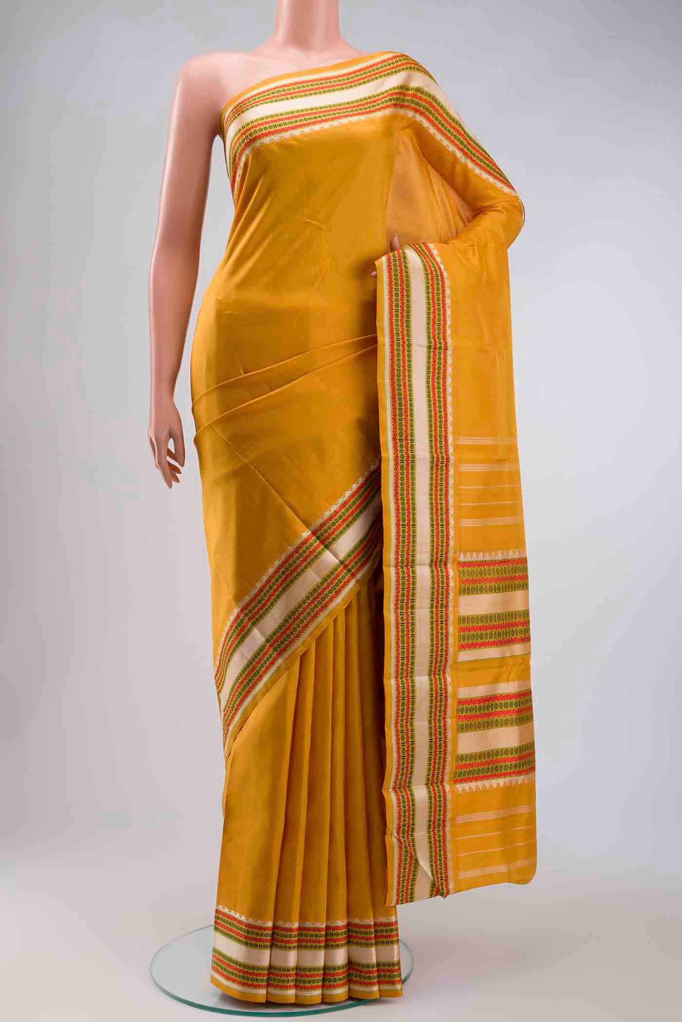 Mustard Kanchipuram Silk Saree