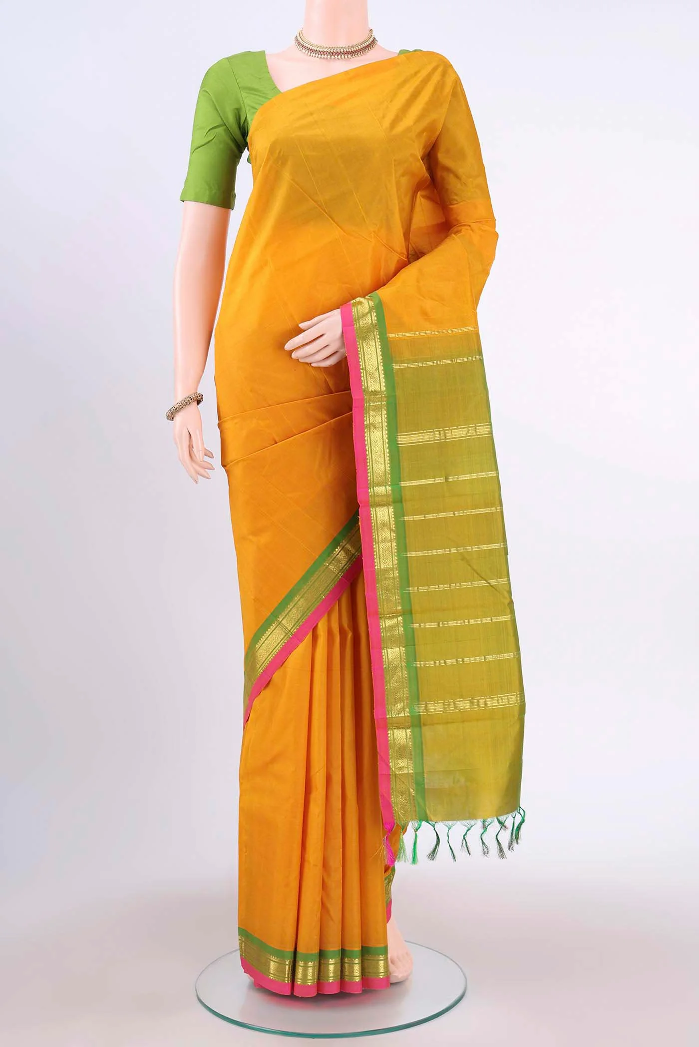 Mustard Kanjivaram Silk Saree