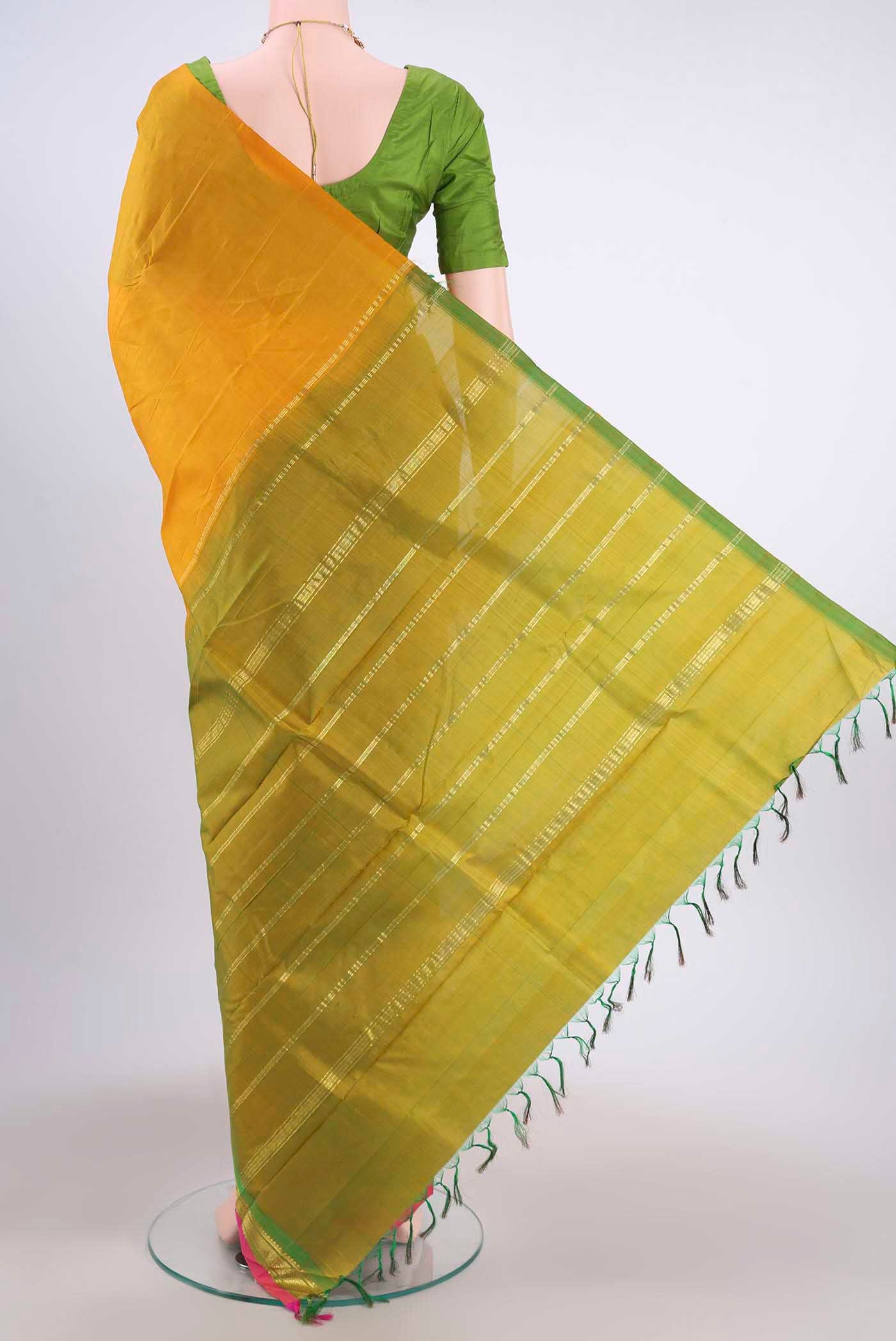 Mustard Kanjivaram Silk Saree - Image 3