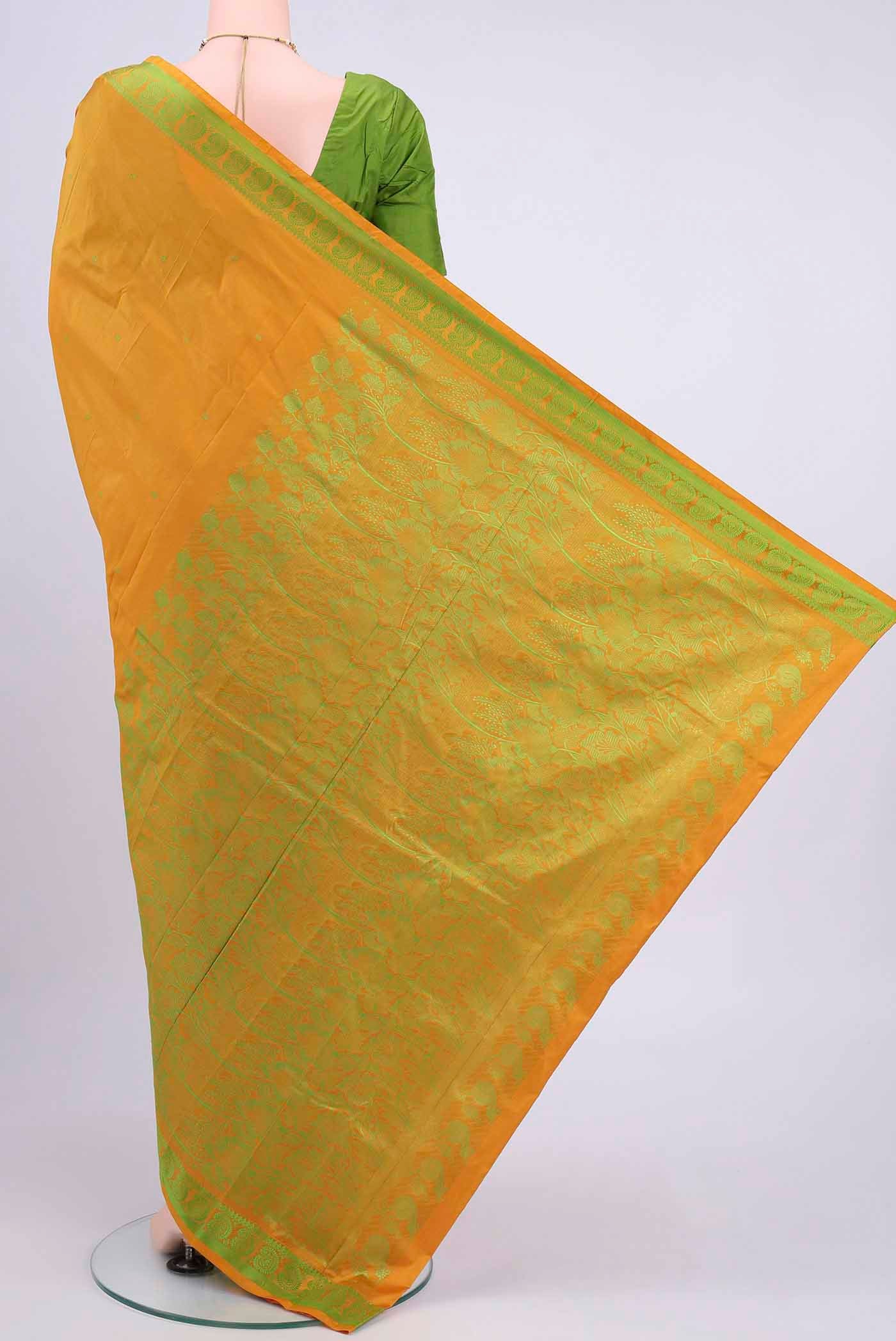Mustard Kanchipuram Silk Saree - Image 3