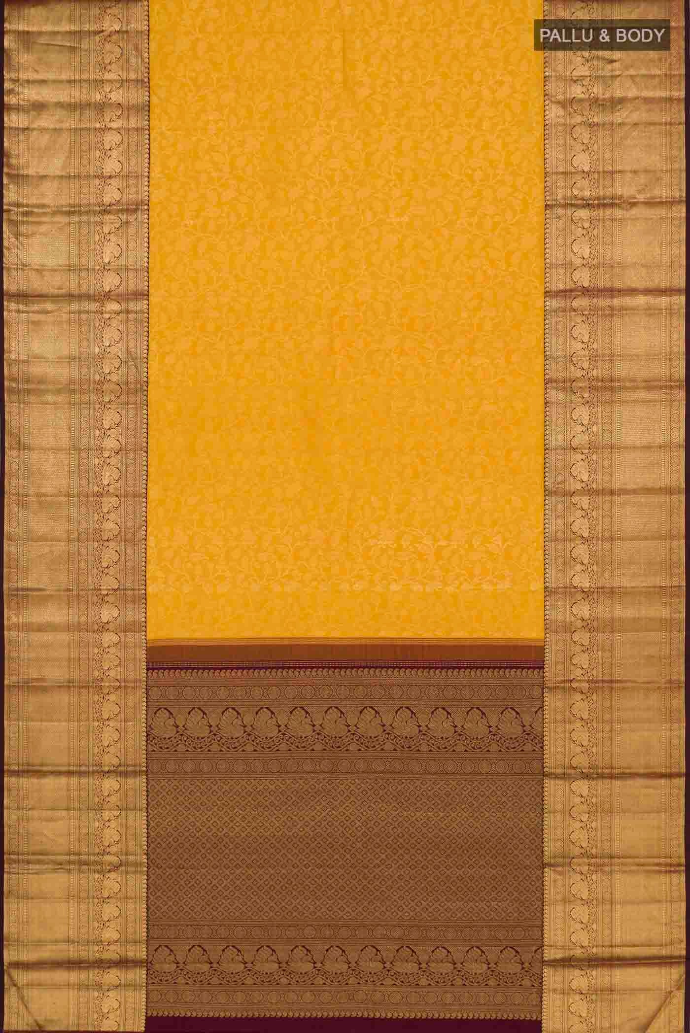 Mustard Kanchipuram Silk Saree - Image 5