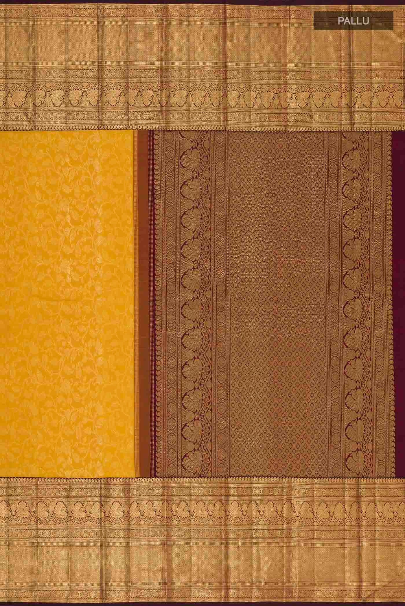 Mustard Kanchipuram Silk Saree - Image 6