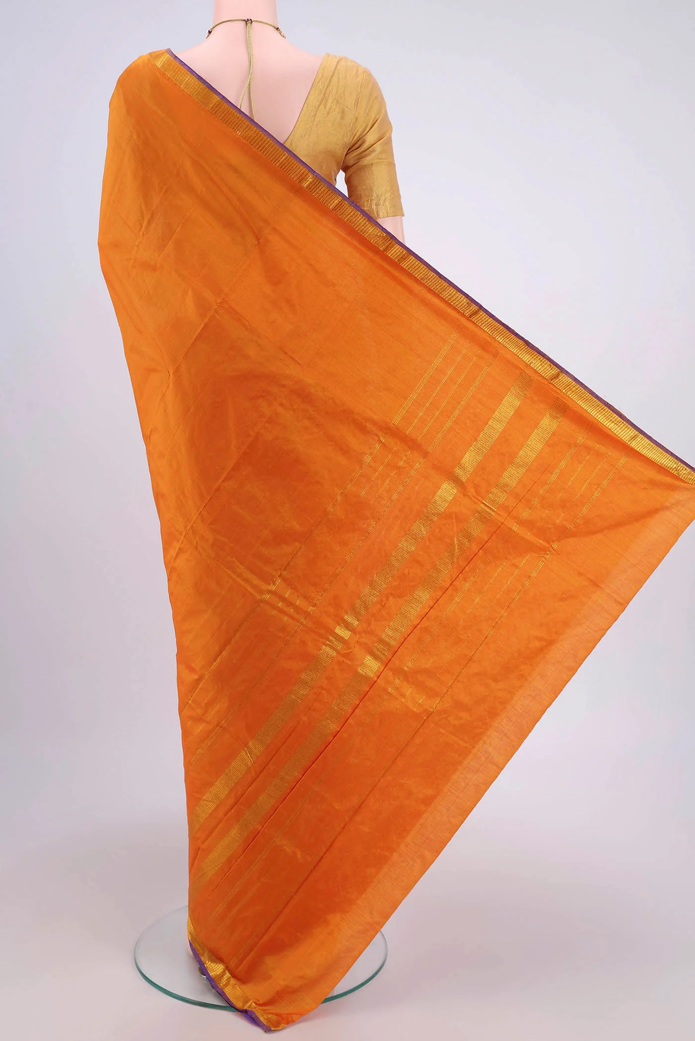 Mustard Kanchipuram Silk Saree - Image 3