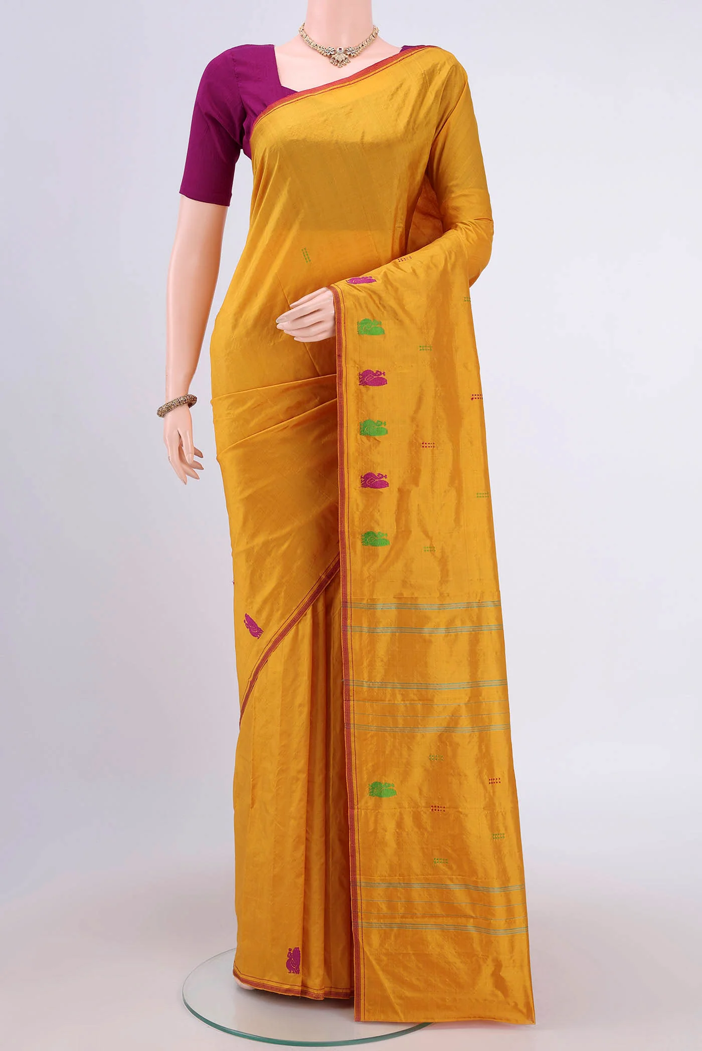 Mustard Kanchipuram Silk Saree
