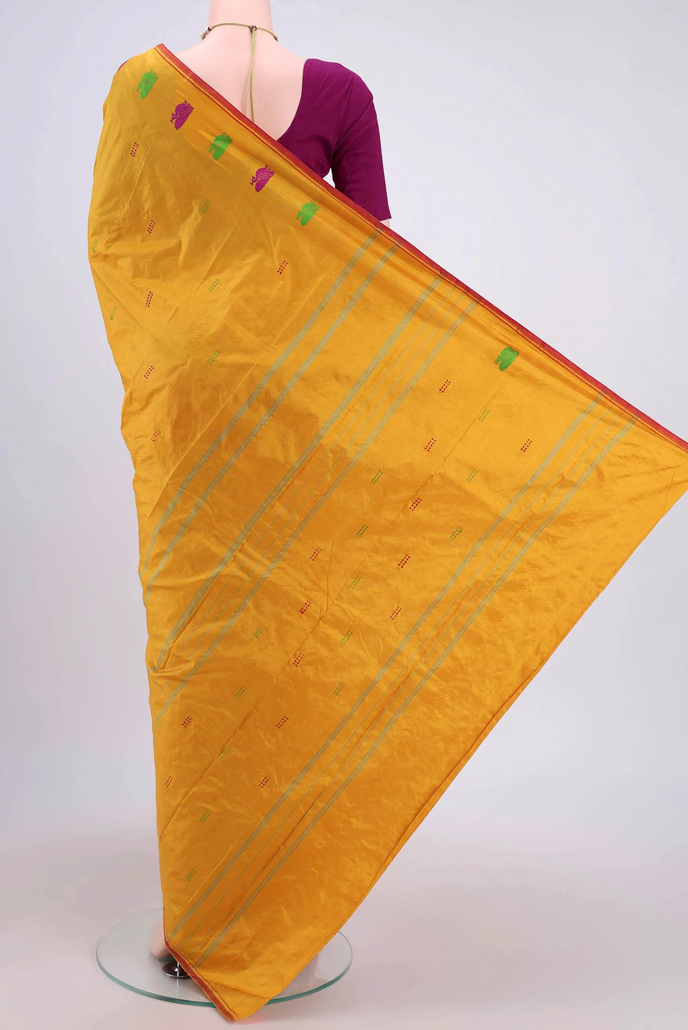 Mustard Kanchipuram Silk Saree - Image 3