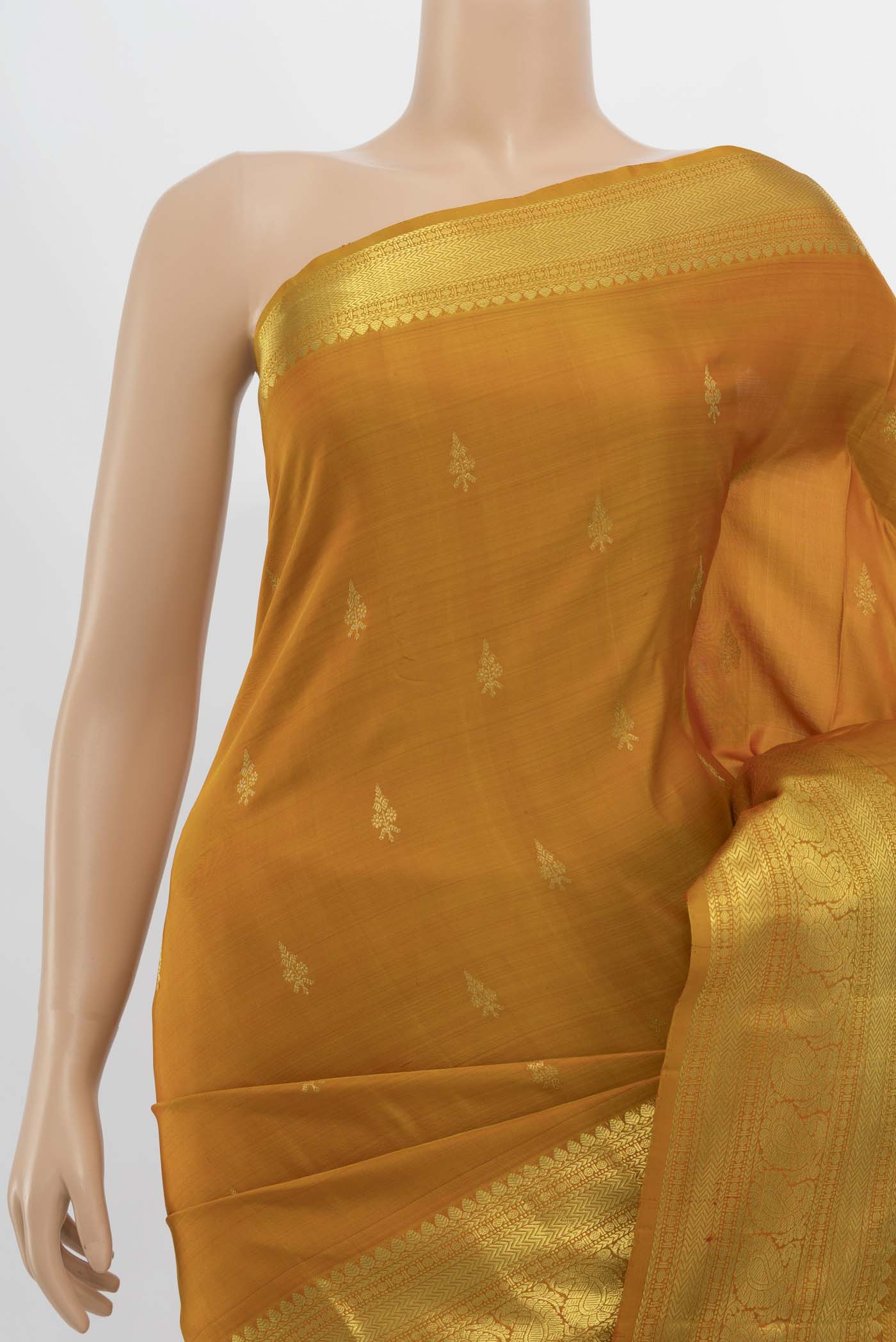Mustard Kanchipuram Silk Saree - Image 2