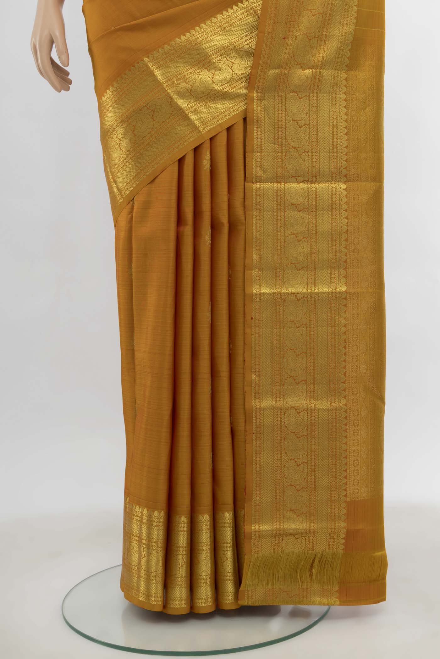Mustard Kanchipuram Silk Saree - Image 3