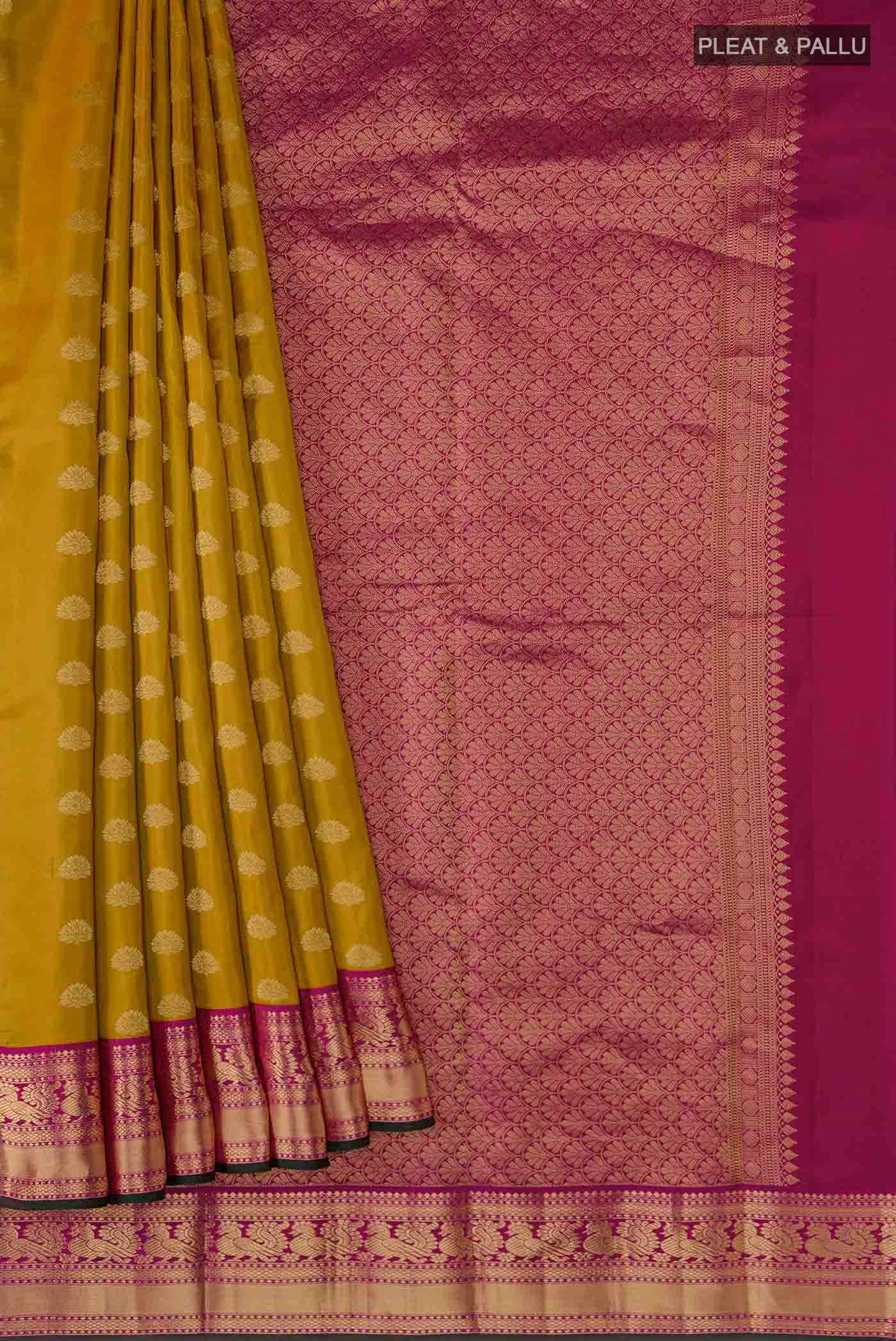 Mustard Kanchipuram Silk Saree - Image 2