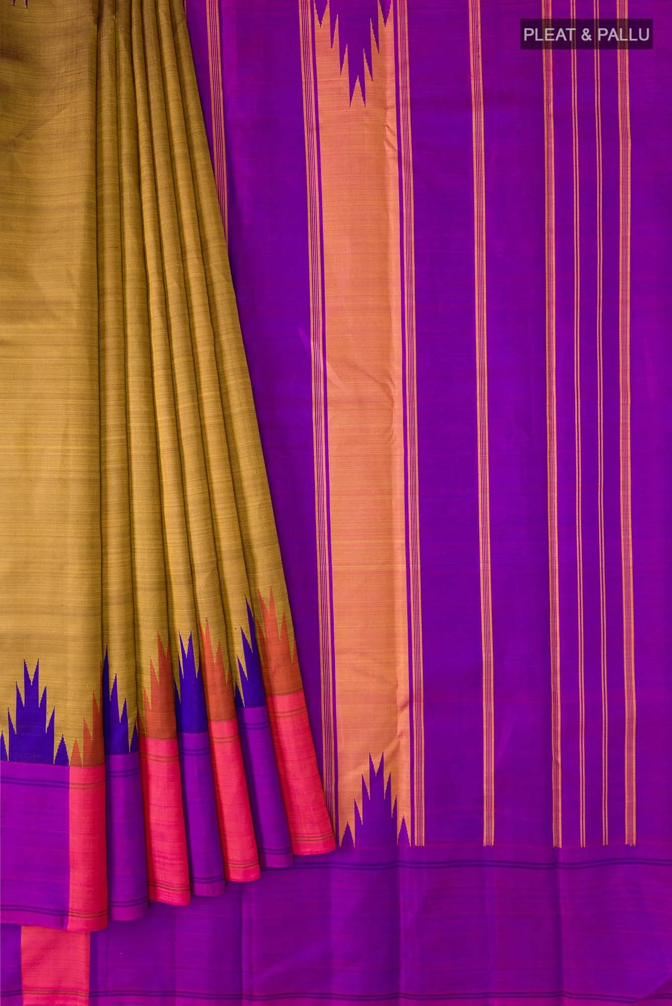 Mustard Kanchipuram Silk Saree - Image 2