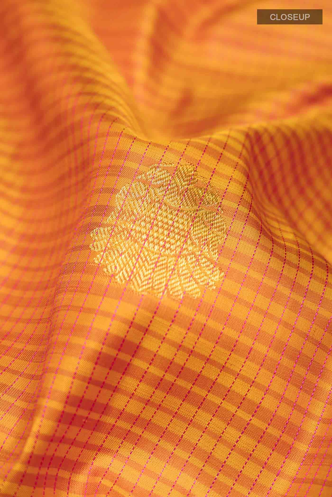 Mustard Kanchipuram Silk Saree - Image 3