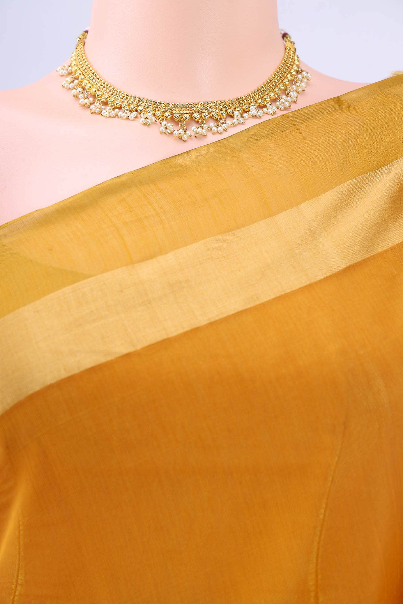 Mustard Kora Cotton Saree - Image 3