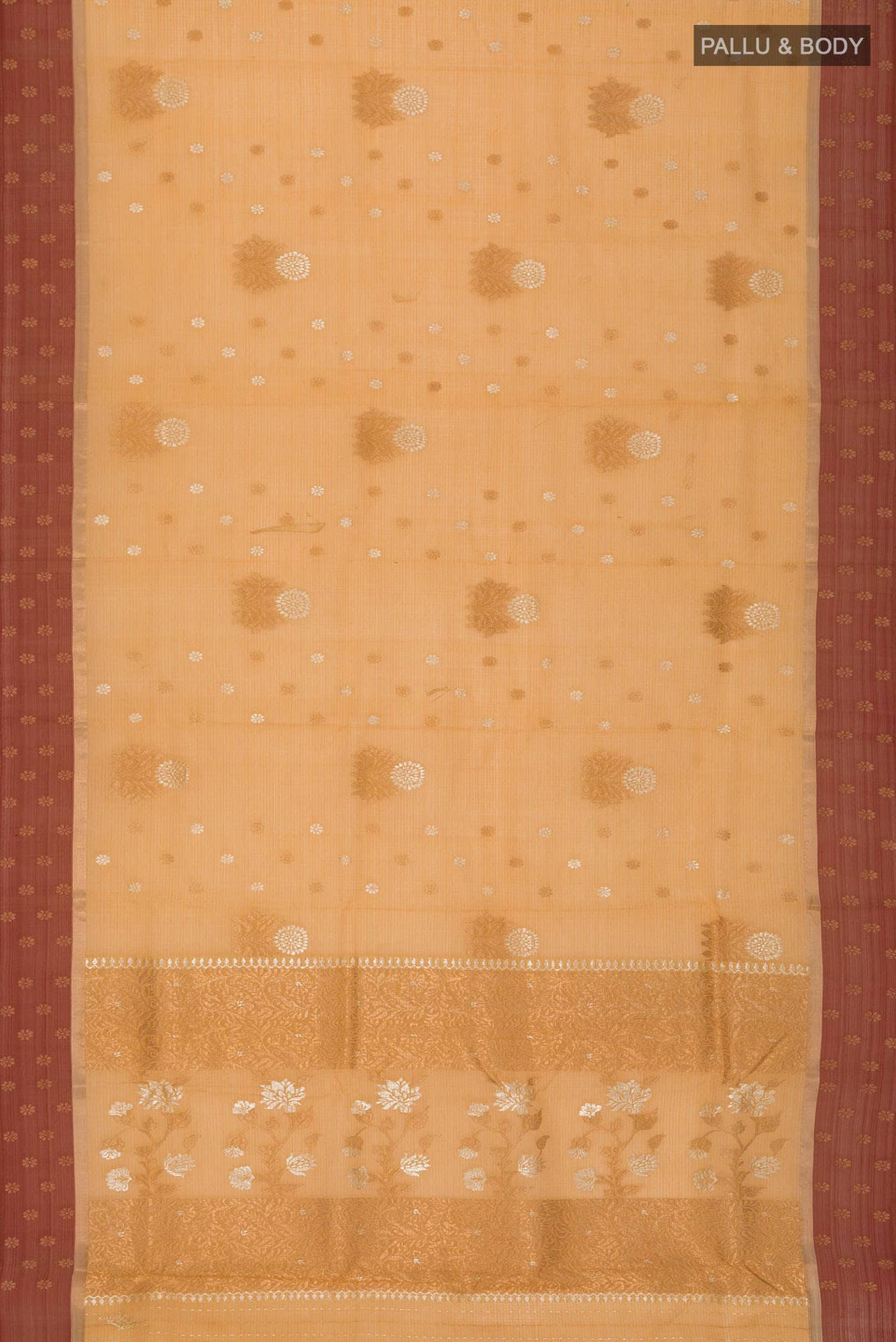 Mustard Kora Silk Saree - Image 4