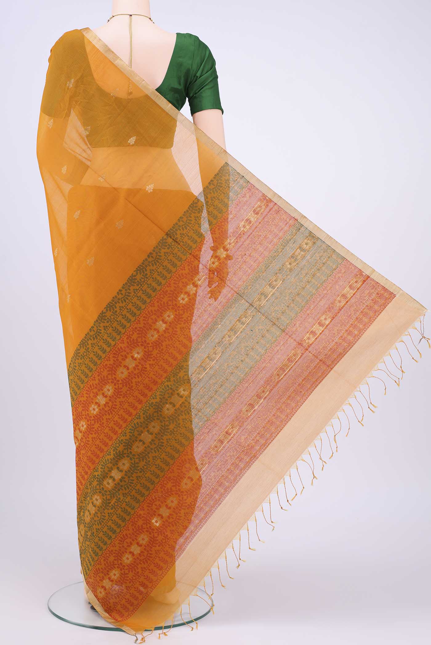 Mustard Kota Cotton Saree - Image 3