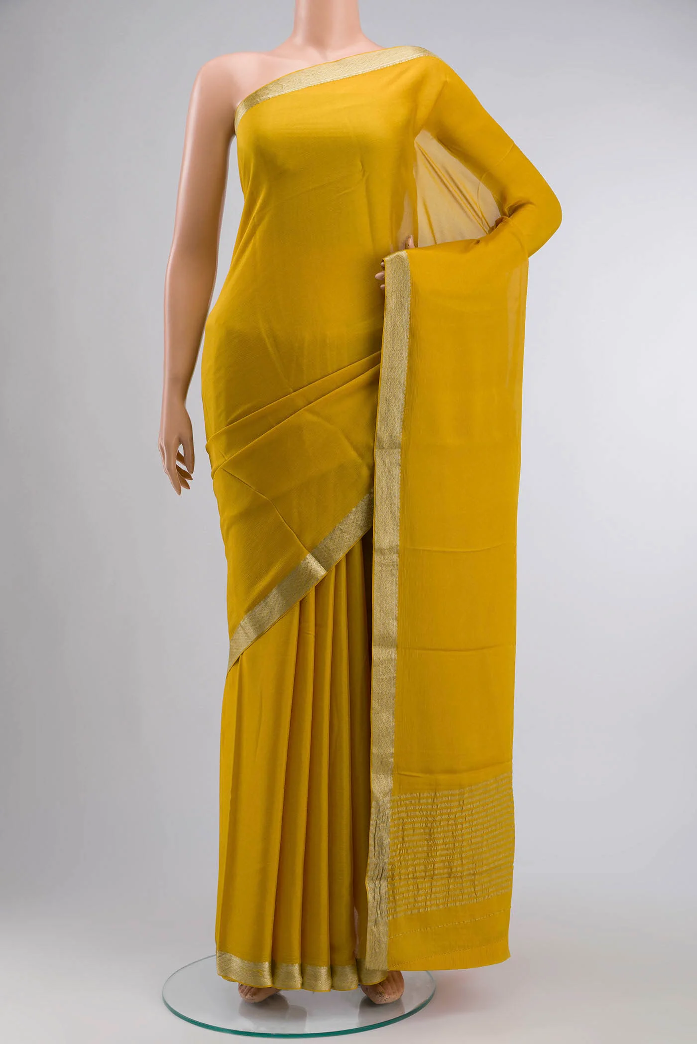 Mustard Mysore Chiffon Saree