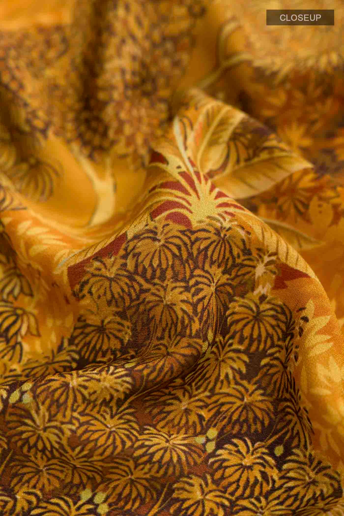 Mustard Mysore Crepe Saree - Image 2