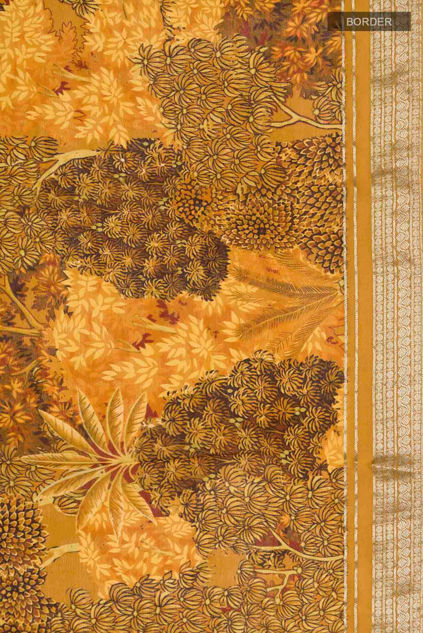 Mustard Mysore Crepe Saree - Image 3