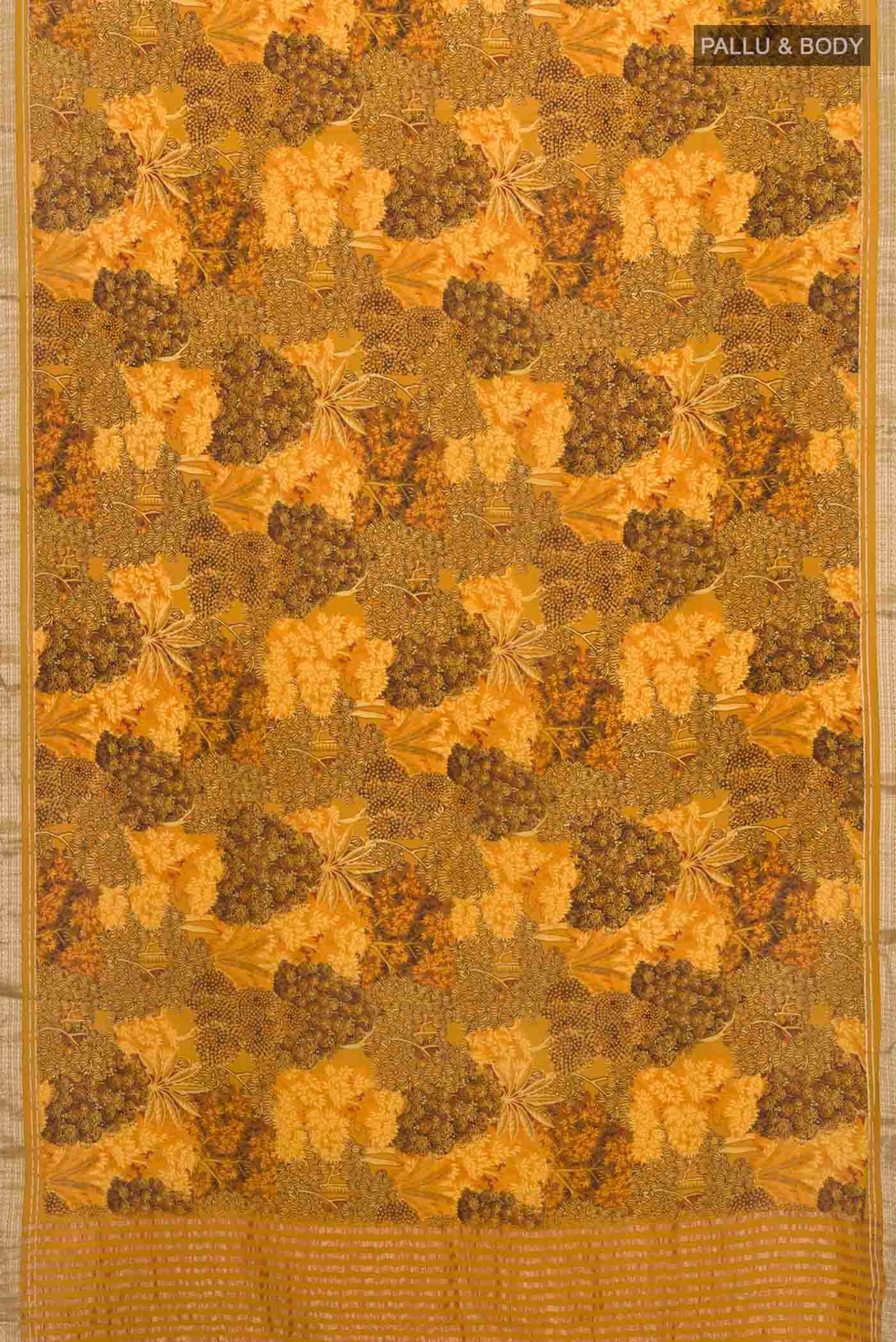 Mustard Mysore Crepe Saree - Image 5