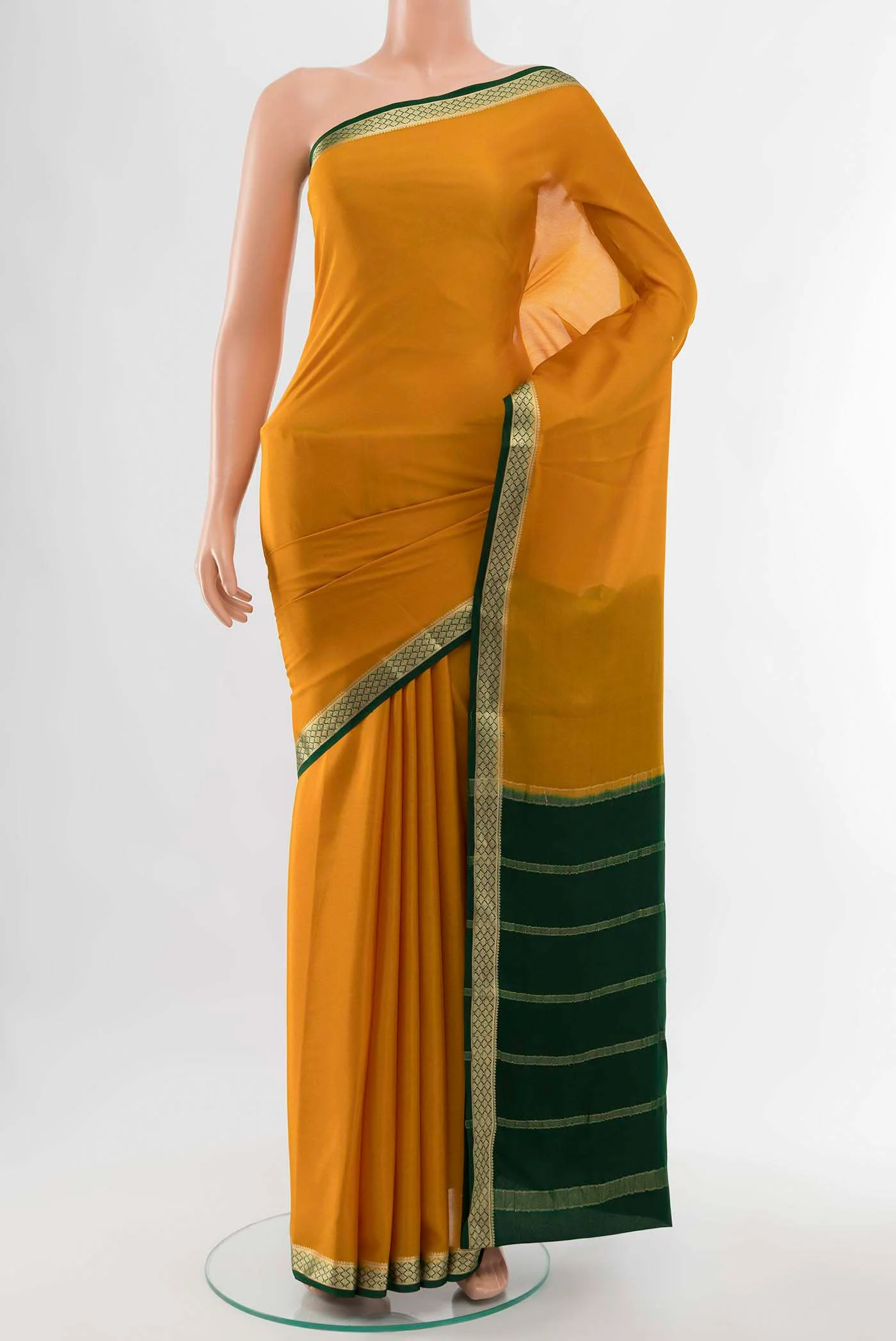 Mustard Mysore Crepe Saree