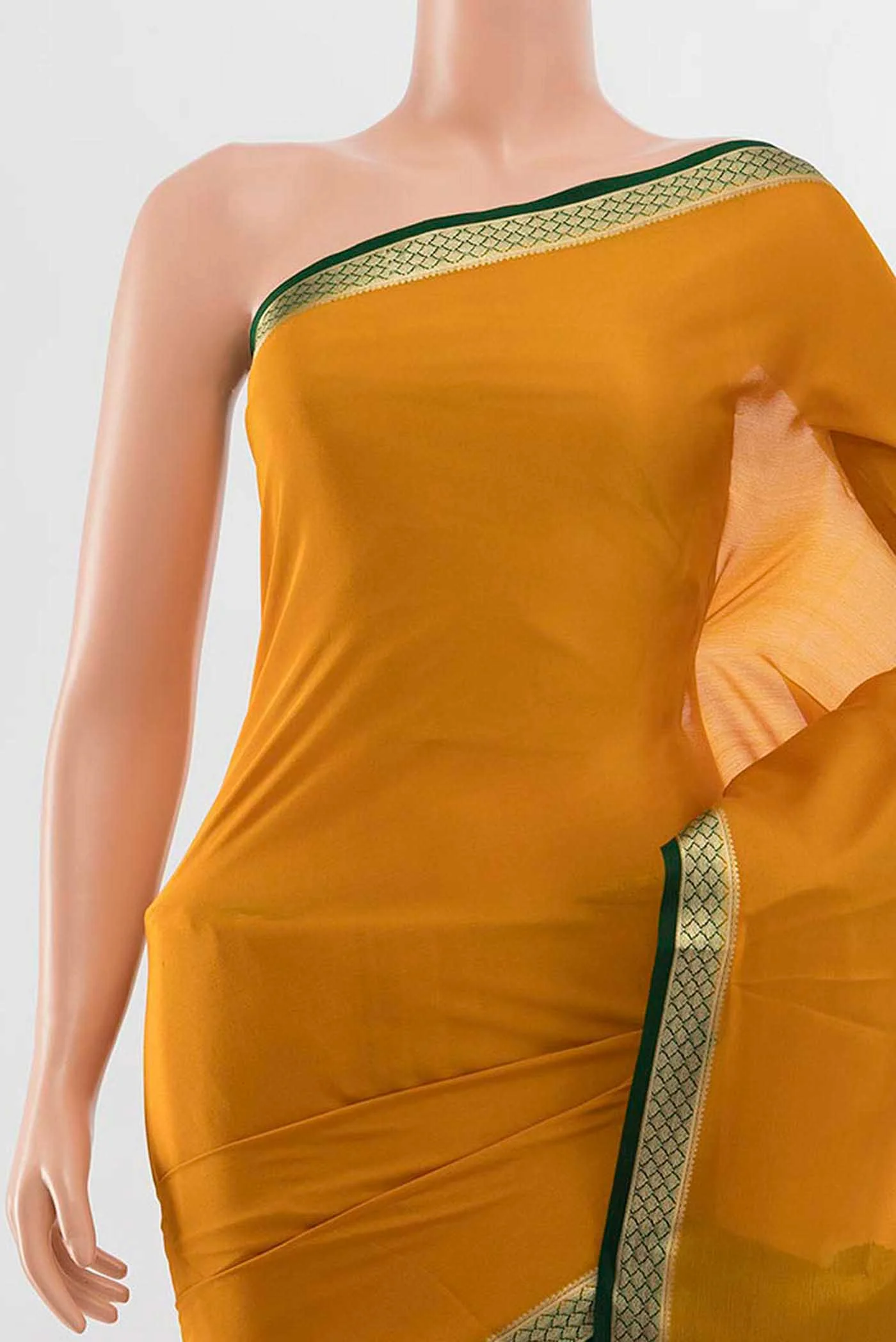 Mustard Mysore Crepe Saree - Image 2