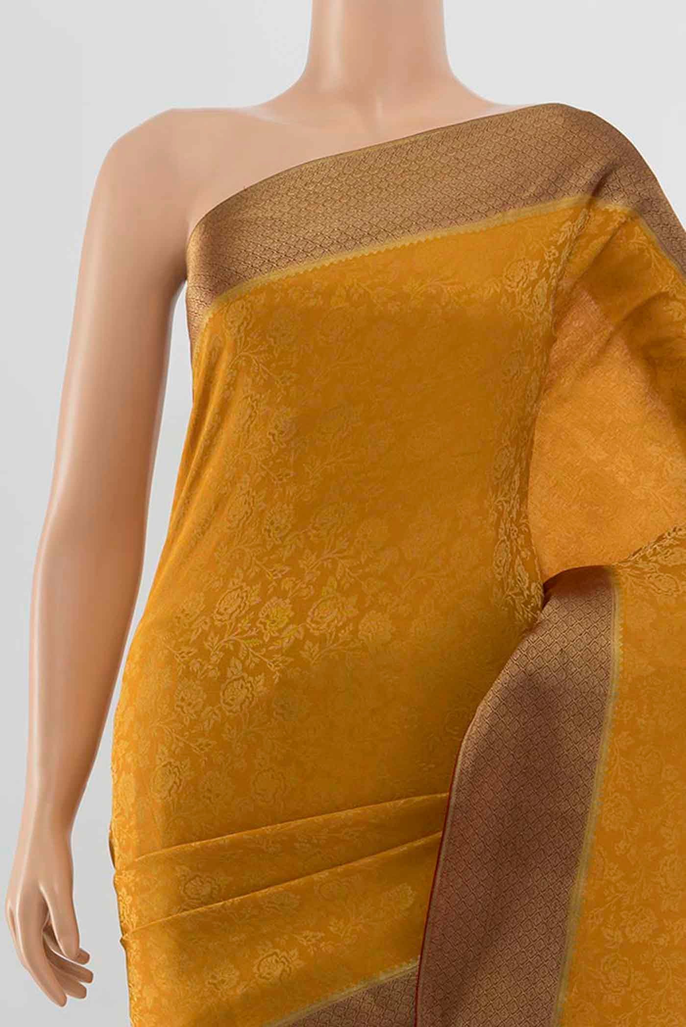 Mustard Mysore Crepe Saree - Image 2