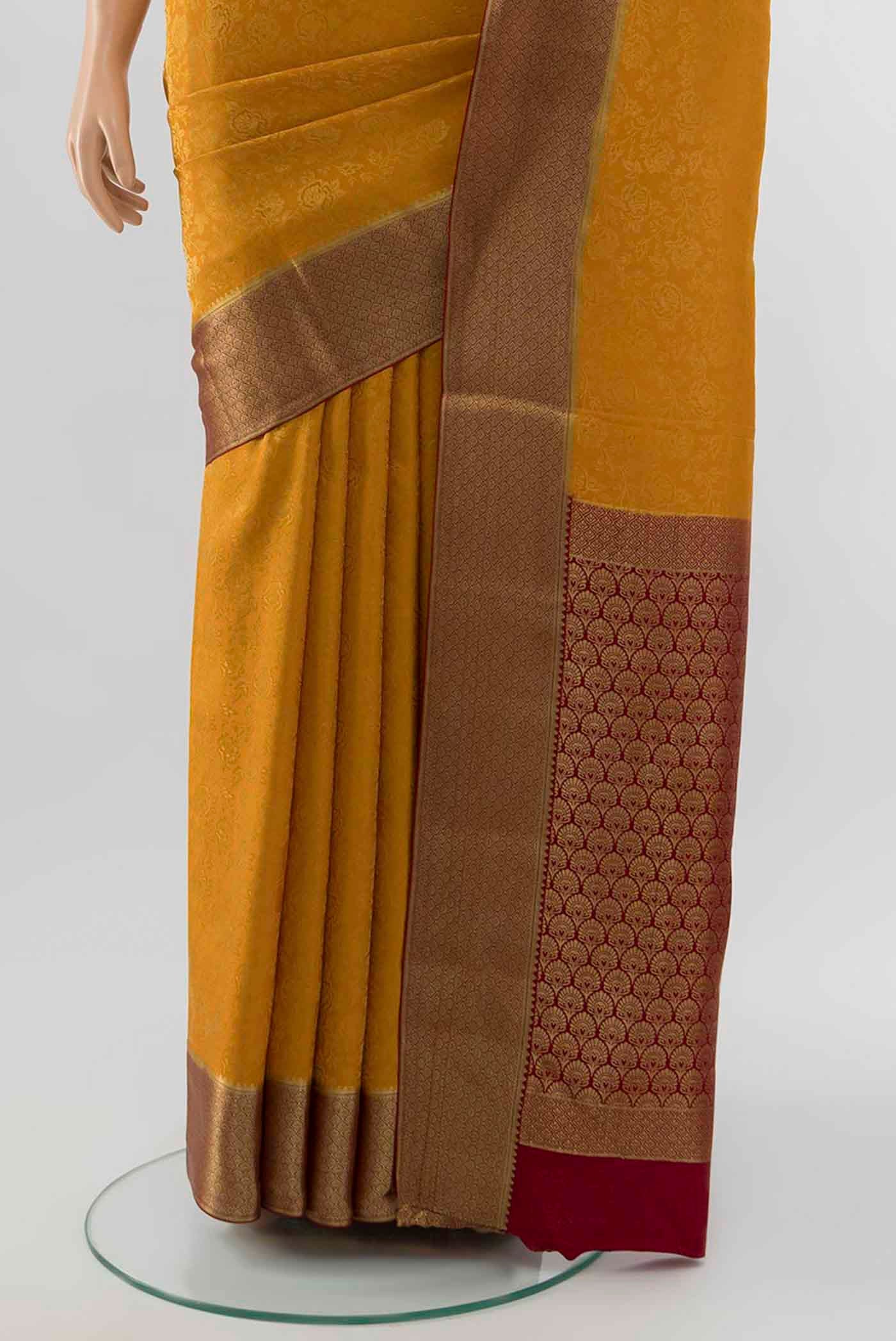 Mustard Mysore Crepe Saree - Image 3