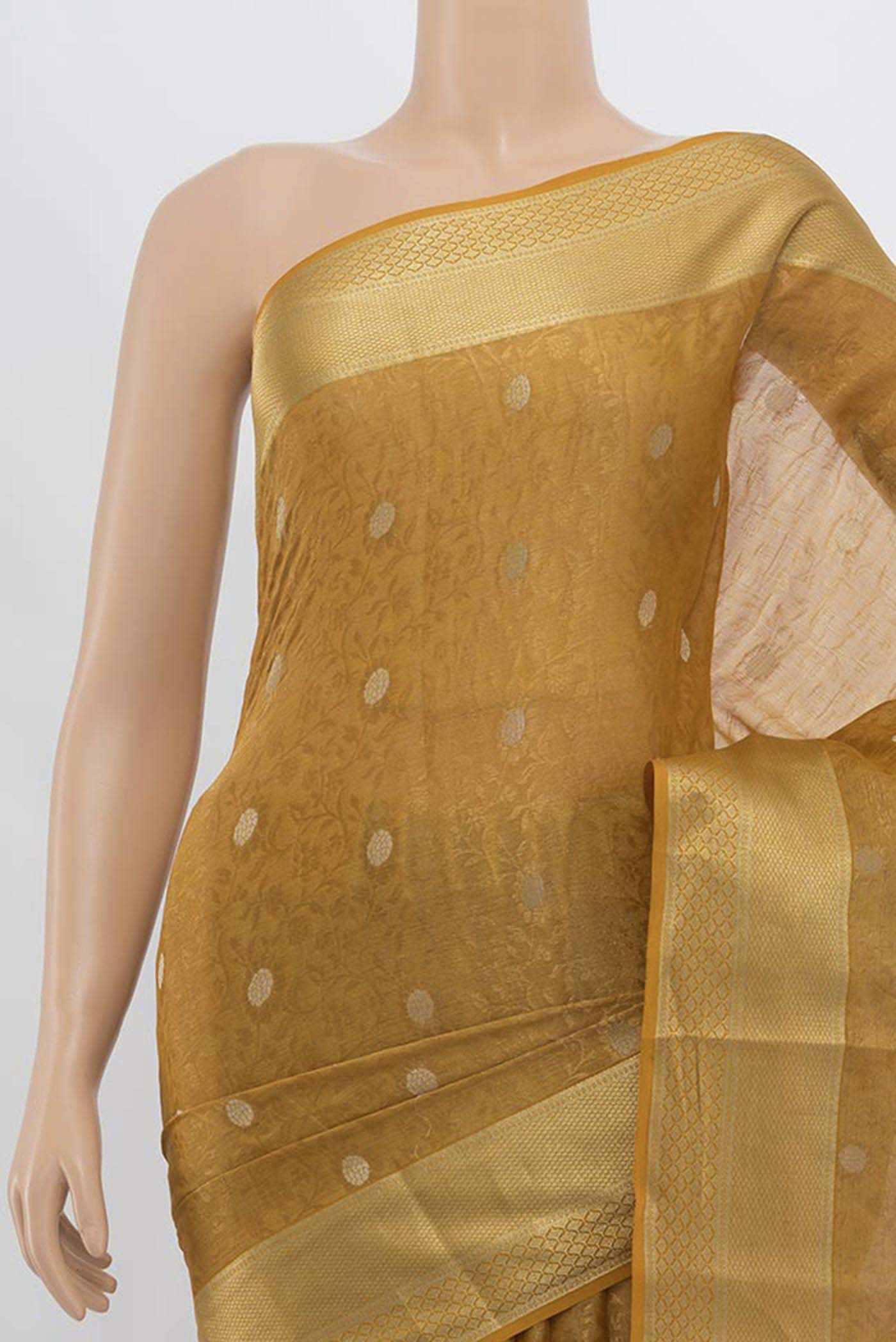 Mustard Mysore Crepe Saree - Image 2