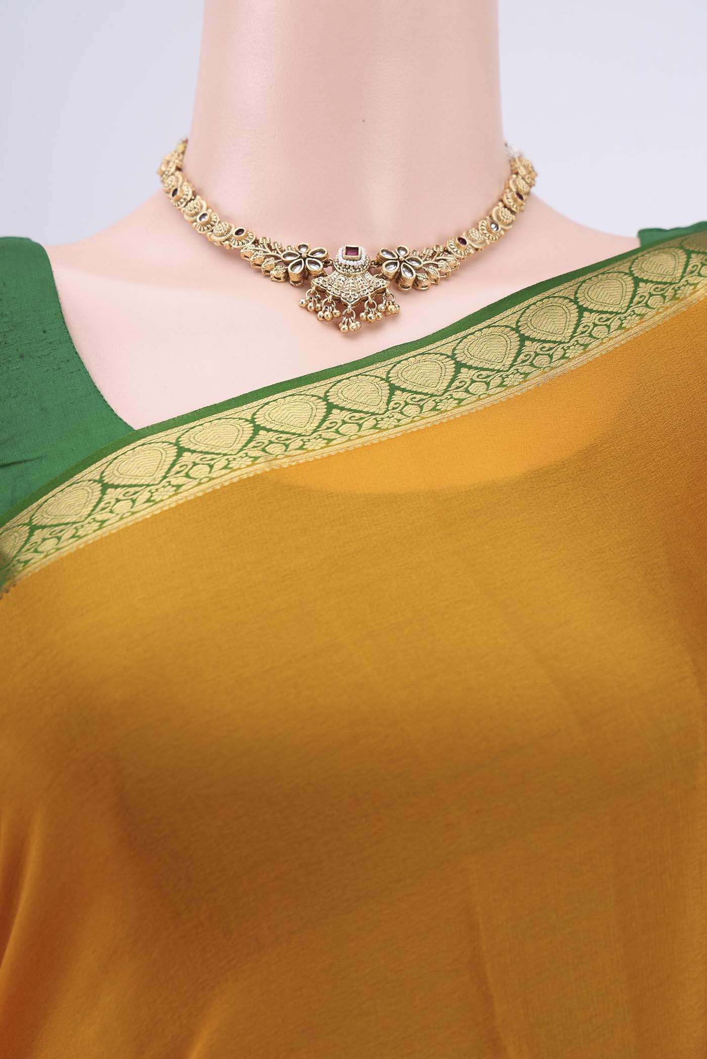 Mustard Mysore Crepe Saree - Image 2
