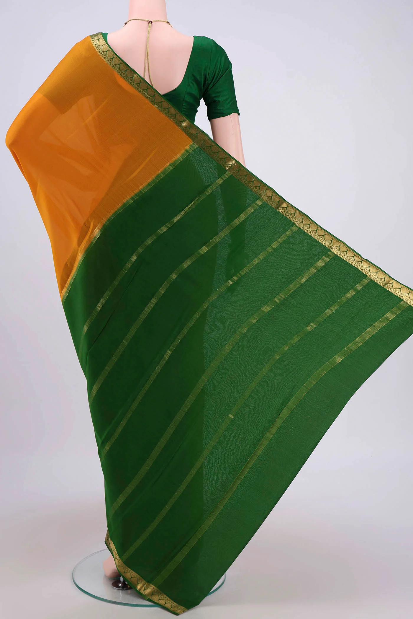 Mustard Mysore Crepe Saree - Image 3