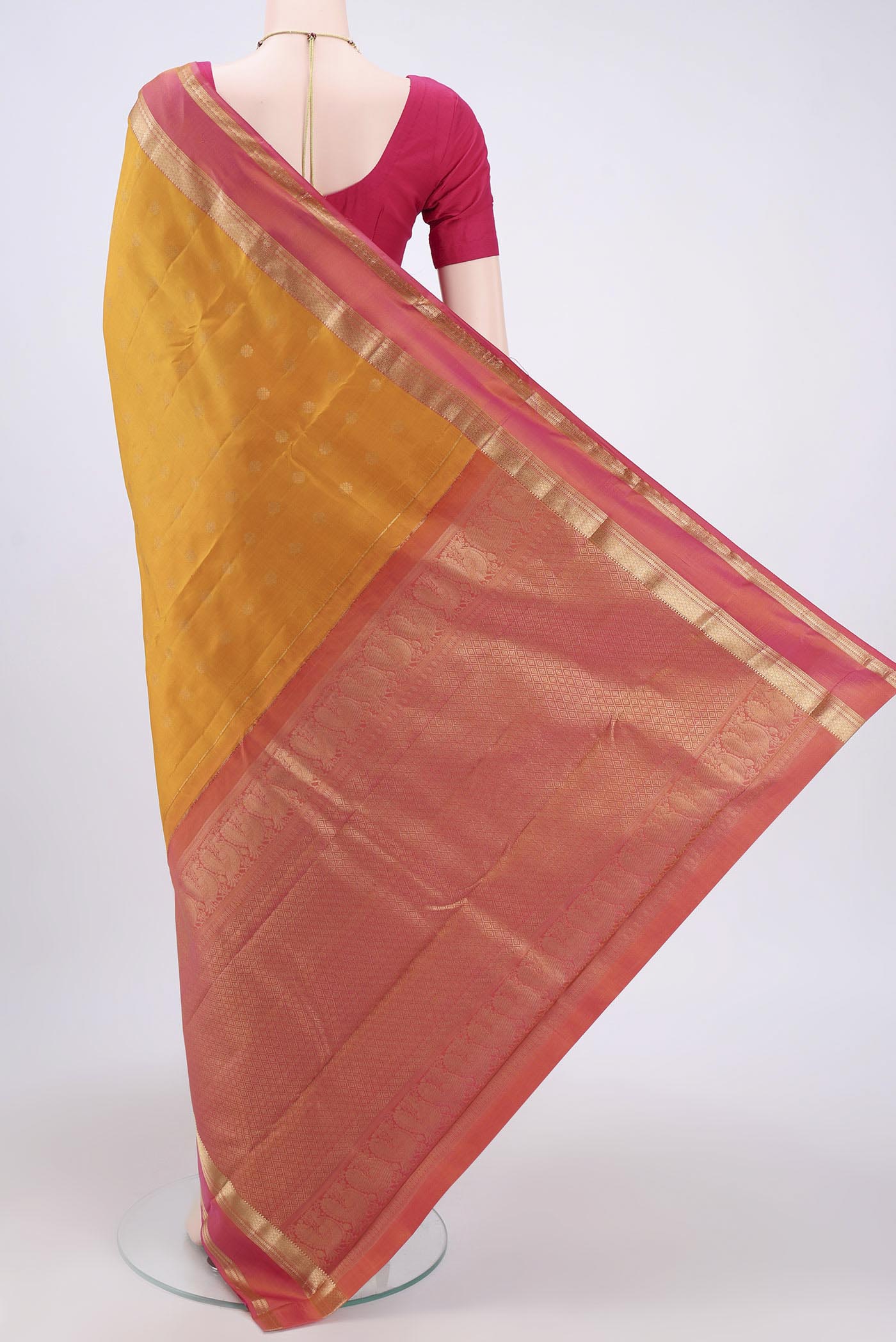 Mustard Kanchipuram Saree - Image 3