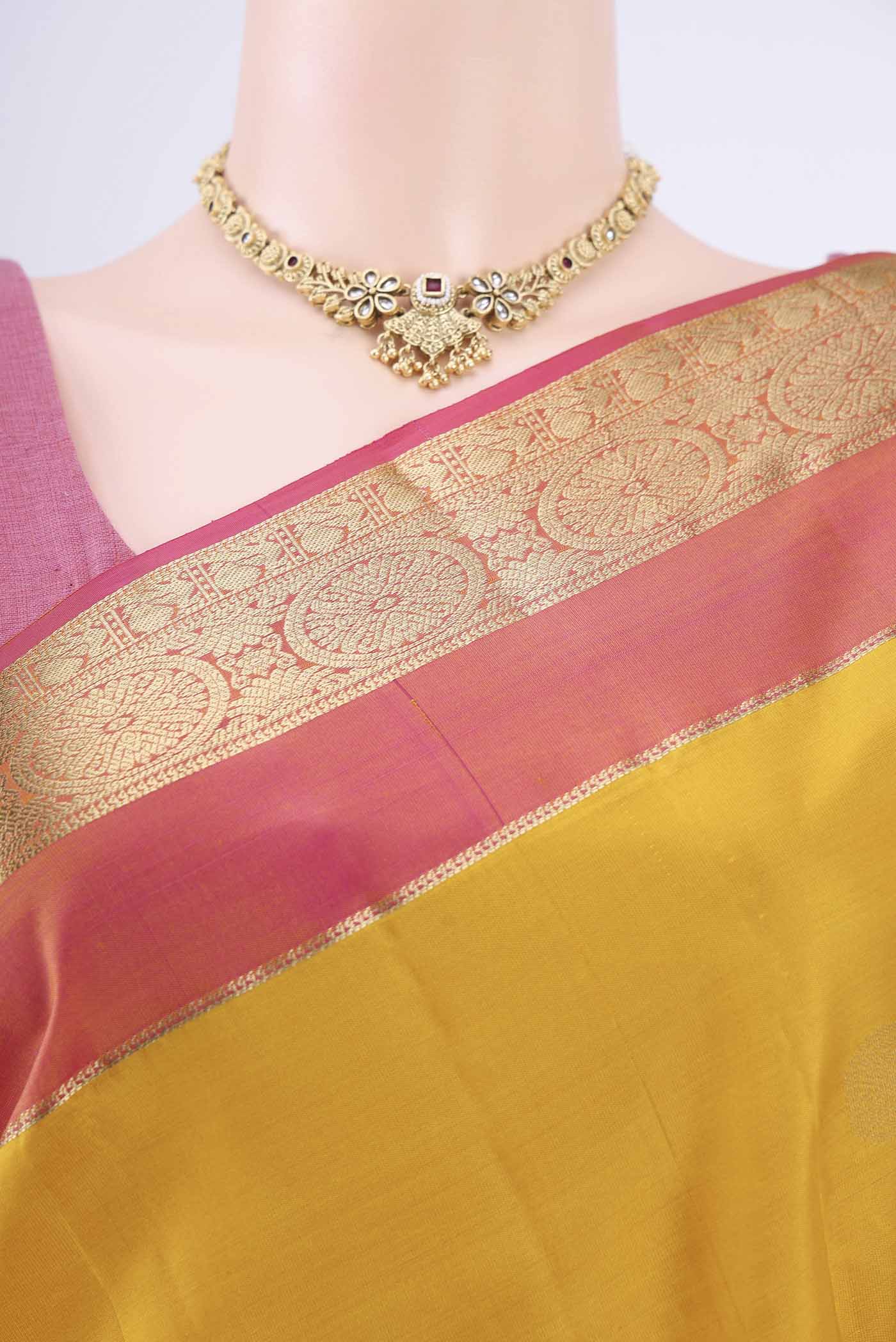 Mustard Nangavalli Silk [ Salem ] Saree - Image 2