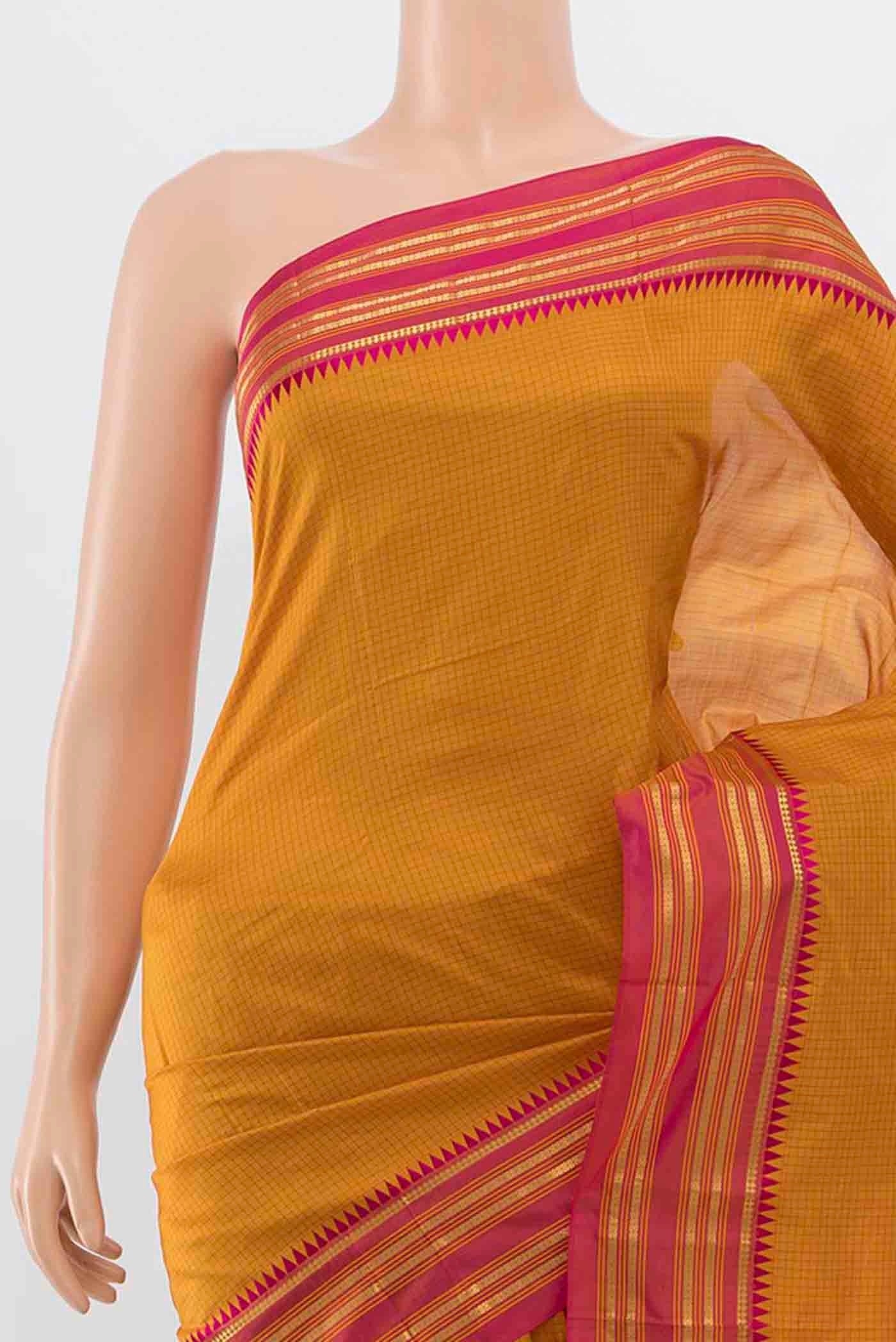 Mustard Narayanpet Silk Saree - Image 2