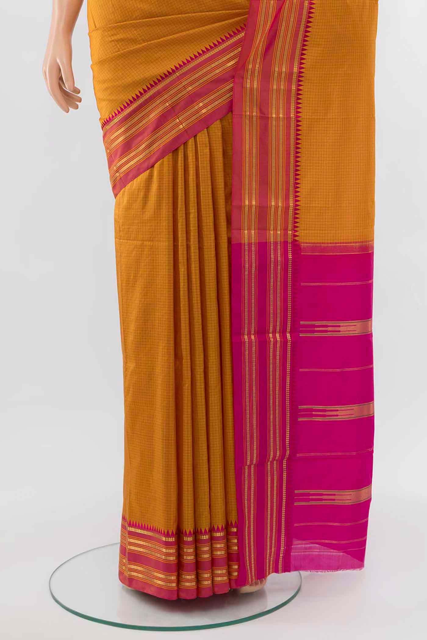 Mustard Narayanpet Silk Saree - Image 3