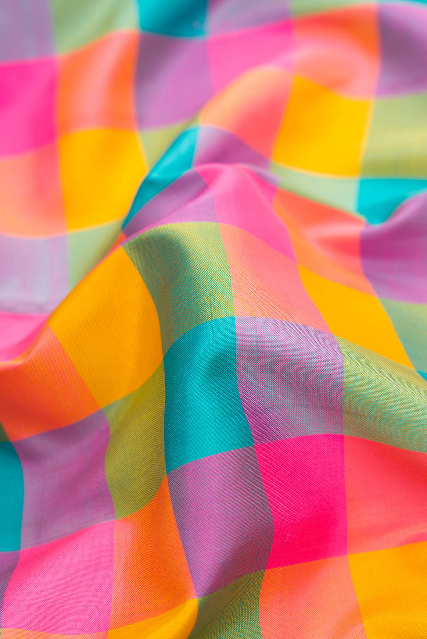 Mustard, Pink, Green and Blue Color Kanchipuram Silk Saree - Image 2