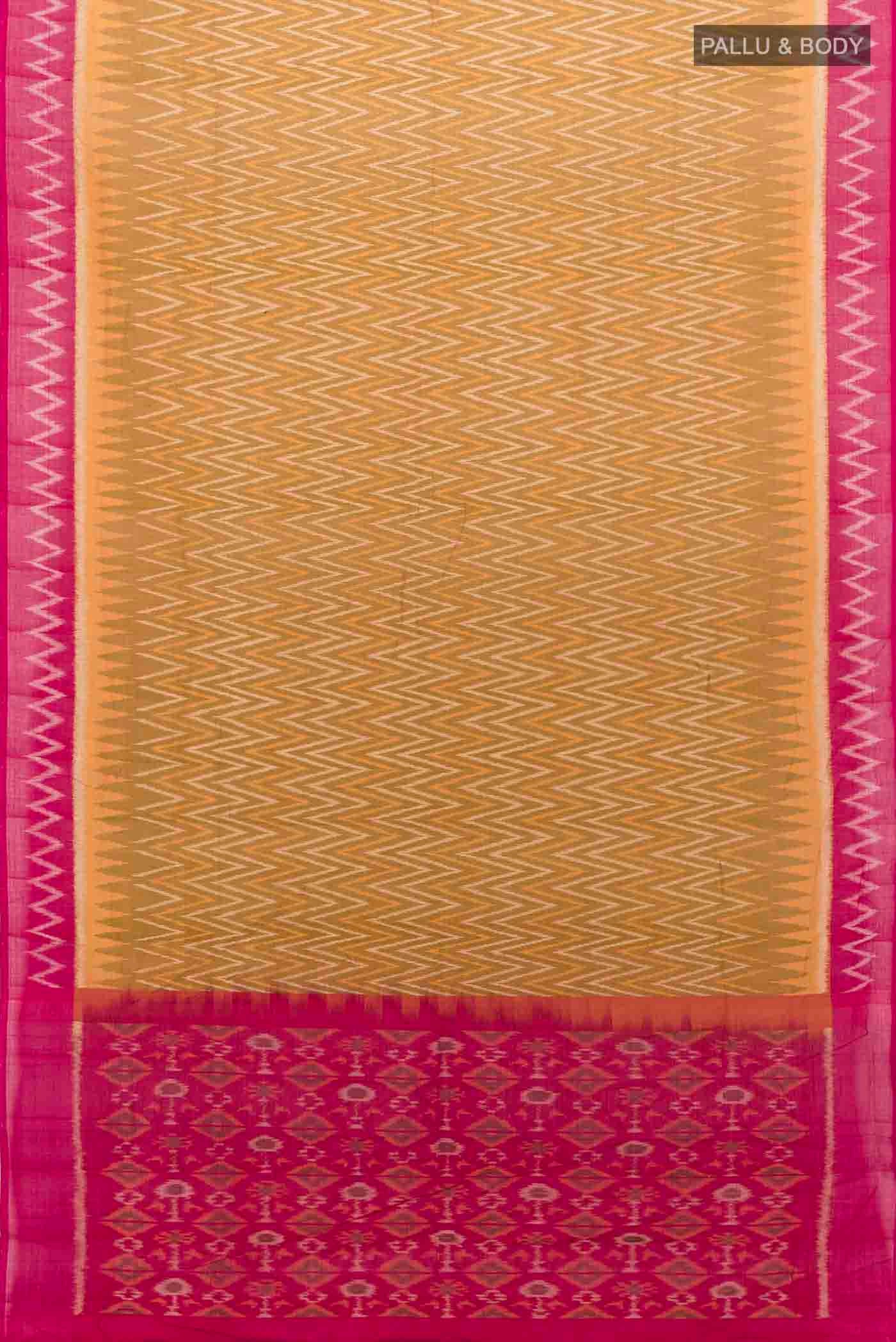 Mustard Pochampally Cotton Saree - Image 5