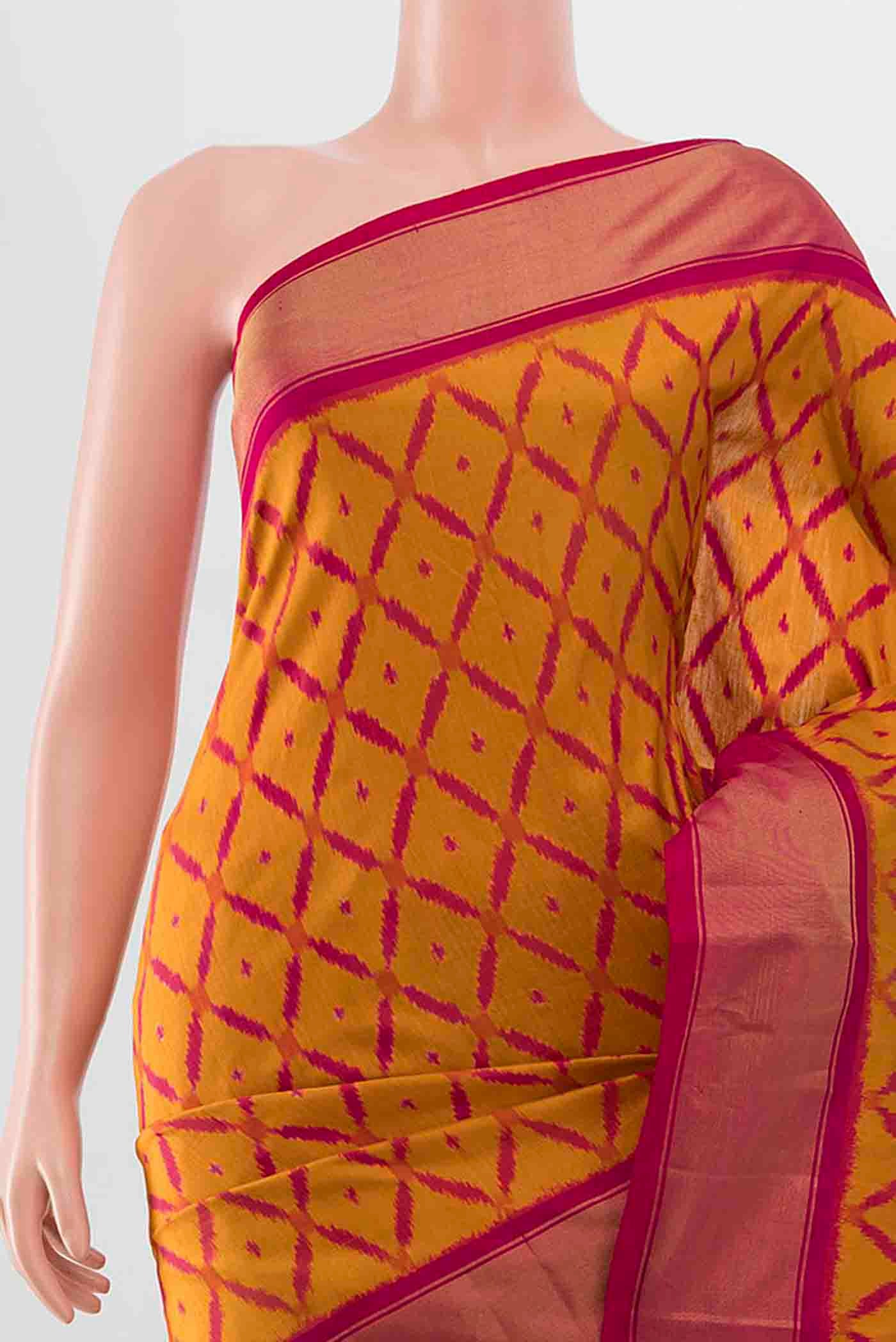 Mustard Pochampally Saree - Image 2