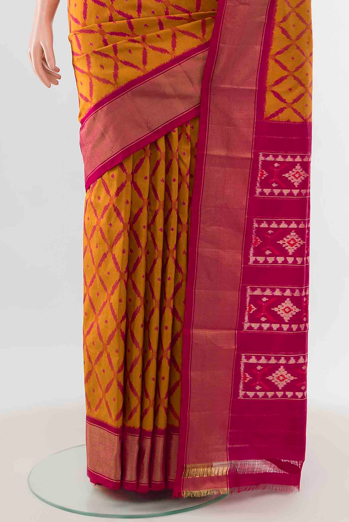 Mustard Pochampally Saree - Image 3