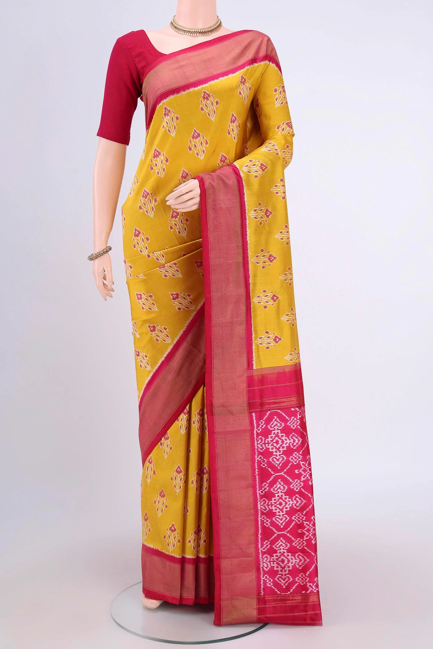 Yellow Pochampally Silk Saree