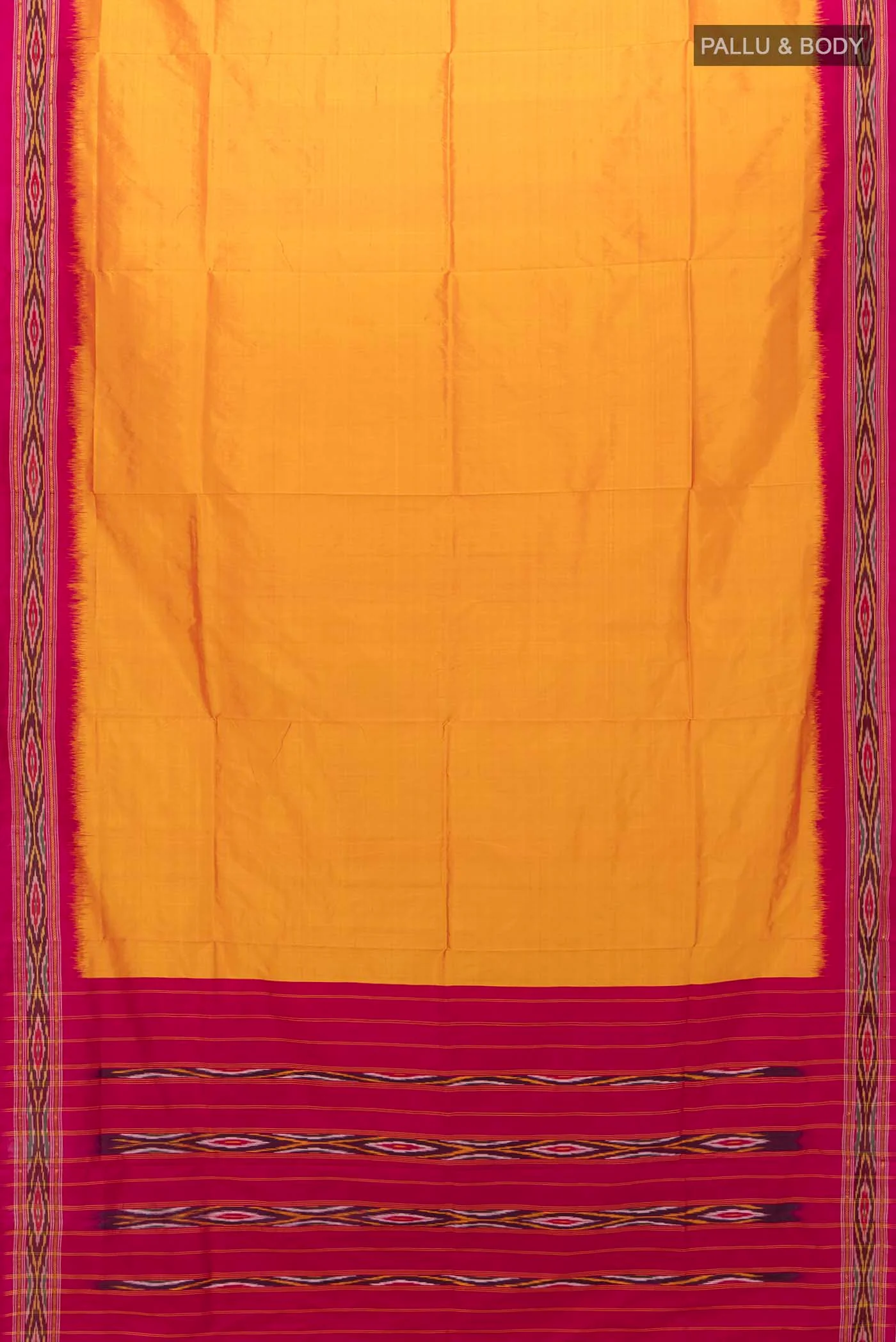 Mustard Pochampally Silk Saree - Image 4