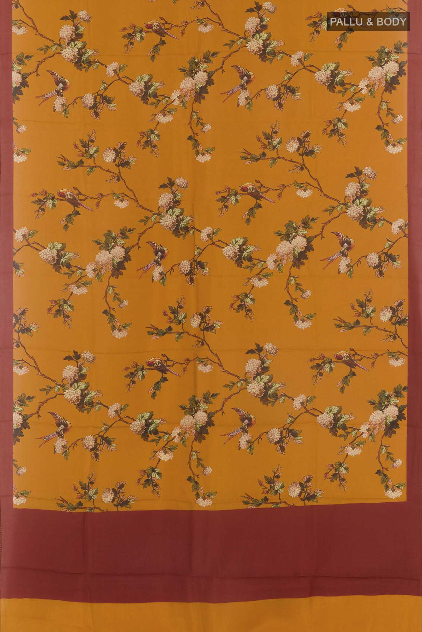 Mustard Printed Silk Saree - Image 3