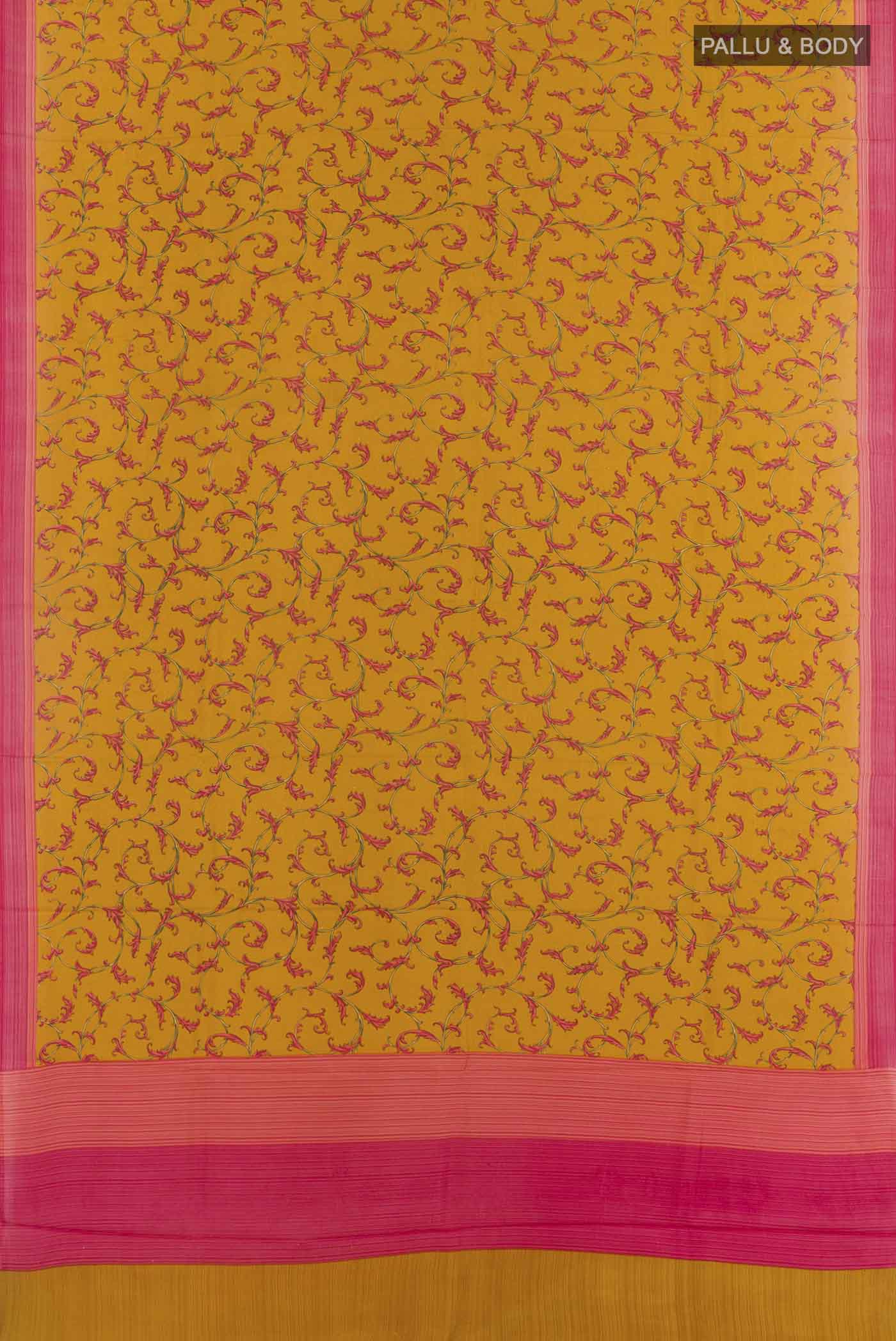 Mustard Printed Silk Saree - Image 3