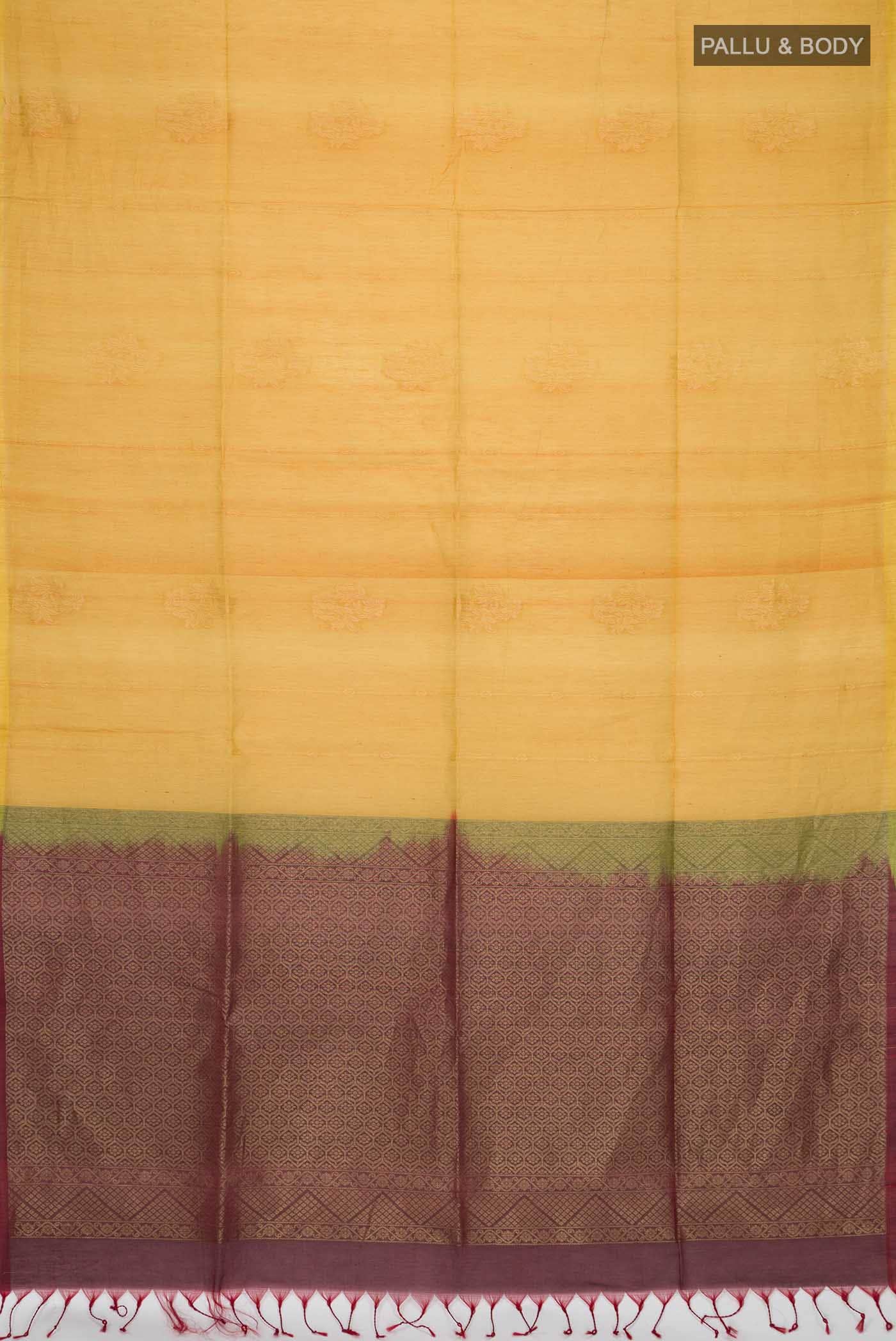 Mustard Silk Cotton Saree - Image 2