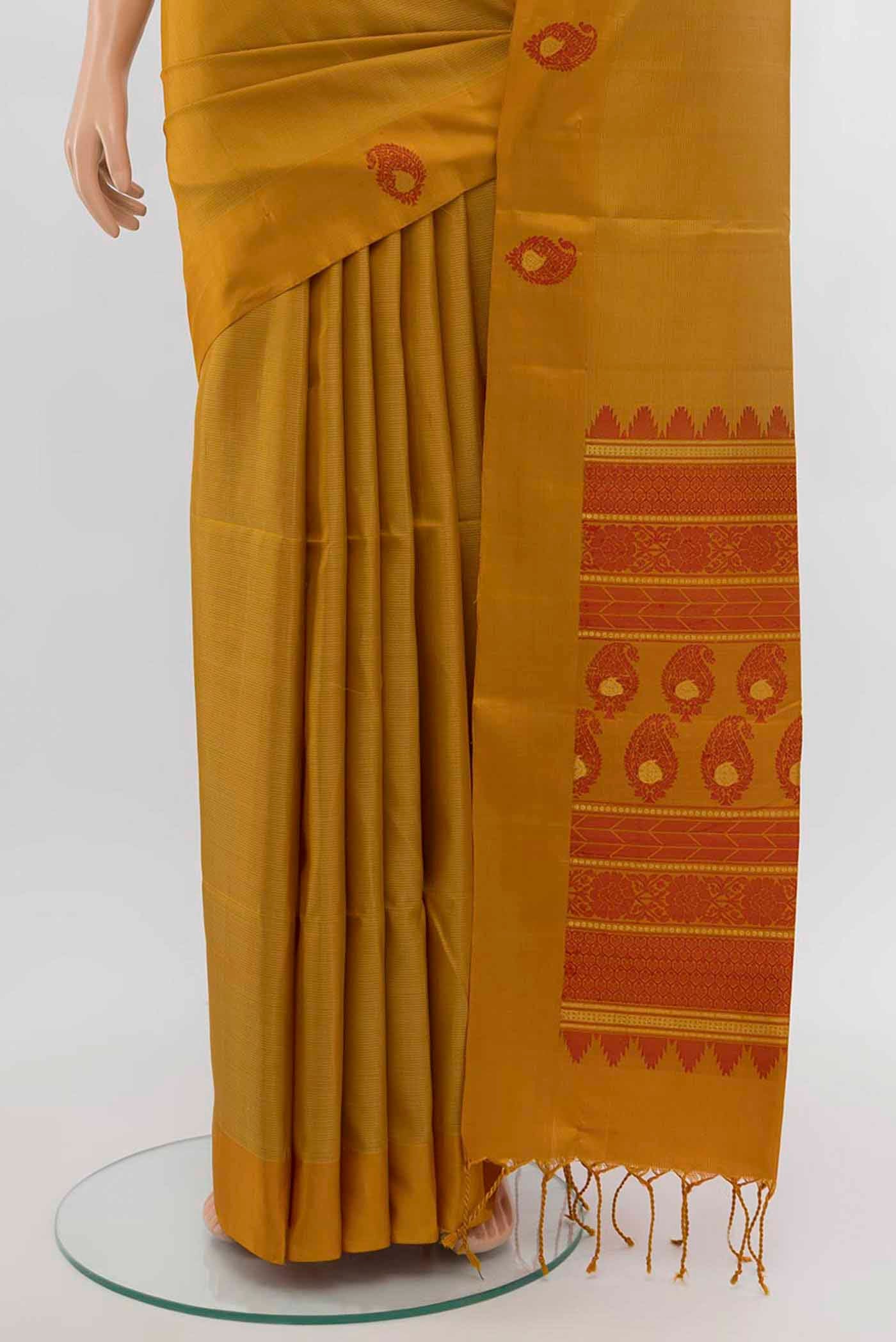 Mustard Soft Silk Saree - Image 3